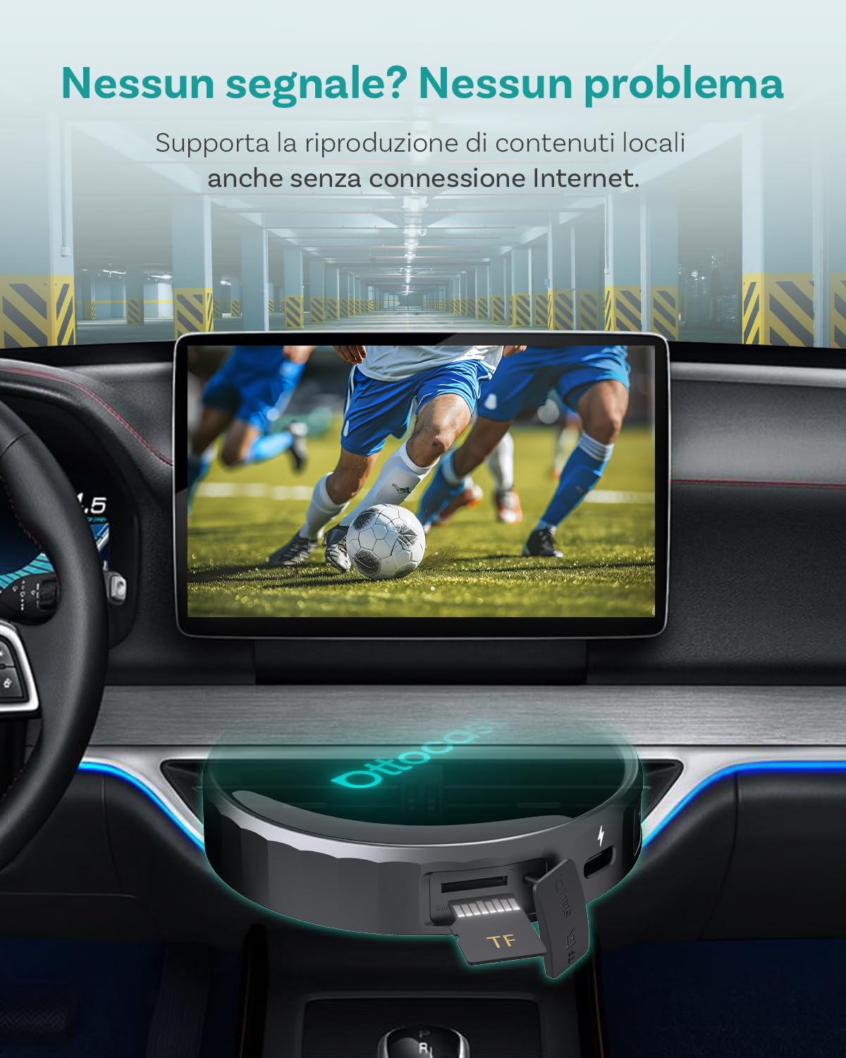 (2026 Nuovo) OTTOCAST P3 Pro CarPlay AI Box, 3-in-1 Wireless Adattatore CarPlay & Android Auto con Uscita HDMI, 8GB+128GB, Schermo Diviso, App Scaricare, Aggiornamento OTA per Auto con CP/AA Cablati