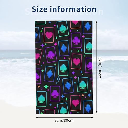 Miniatura 4 de Oicvrct Toalla de playa grande de naipes coloridos brillantes - Toalla de piscina de algodón grueso de felpa, toallas de playa para adultos