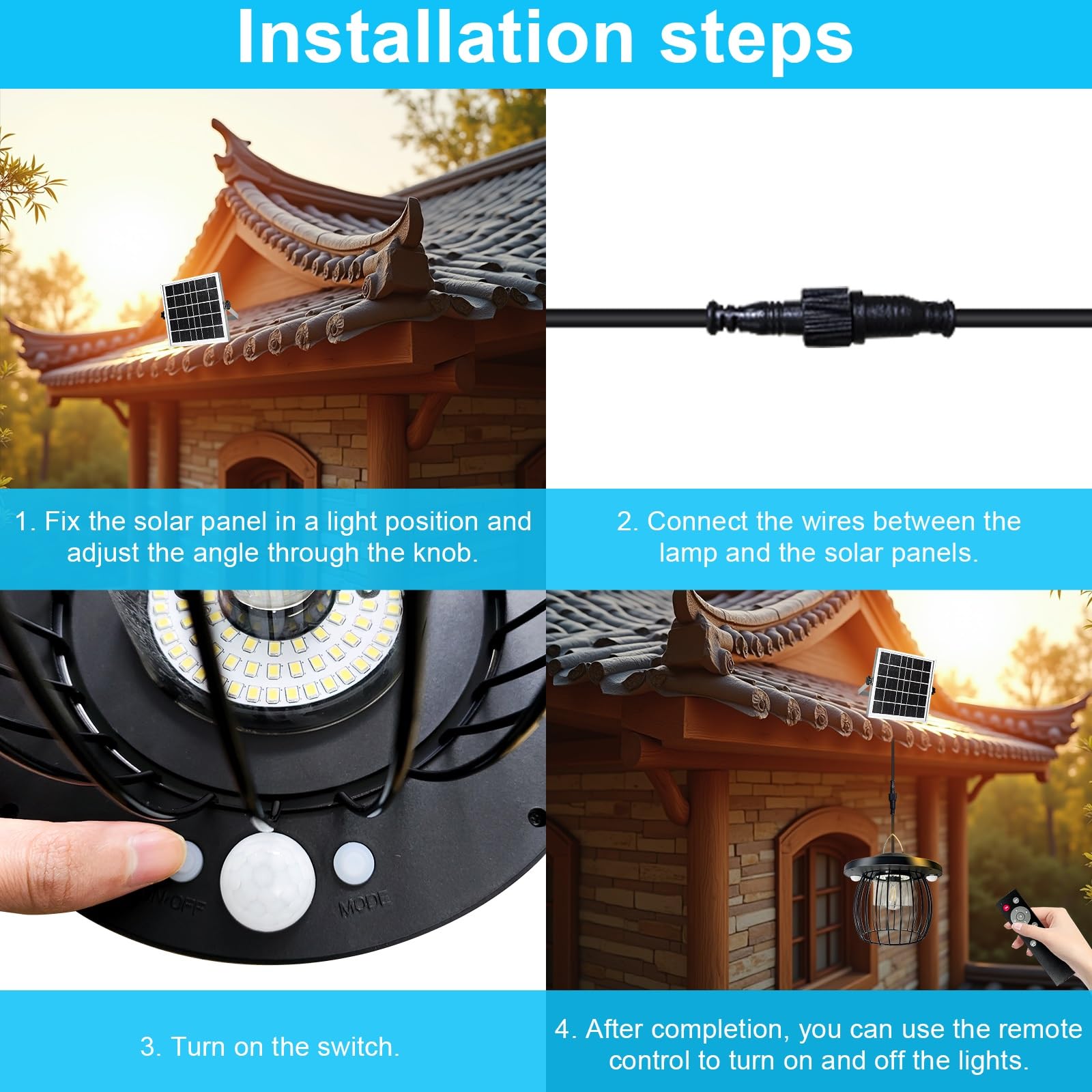 CREATESTAR Lámpara Solar Colgante Exterior, Luz Solar Exterior con Mando a Distancia, IP66 resistentes al agua, Lámparas Colgantes Solares para Jardín Terraza Patio Garaje Balcón Pabellón