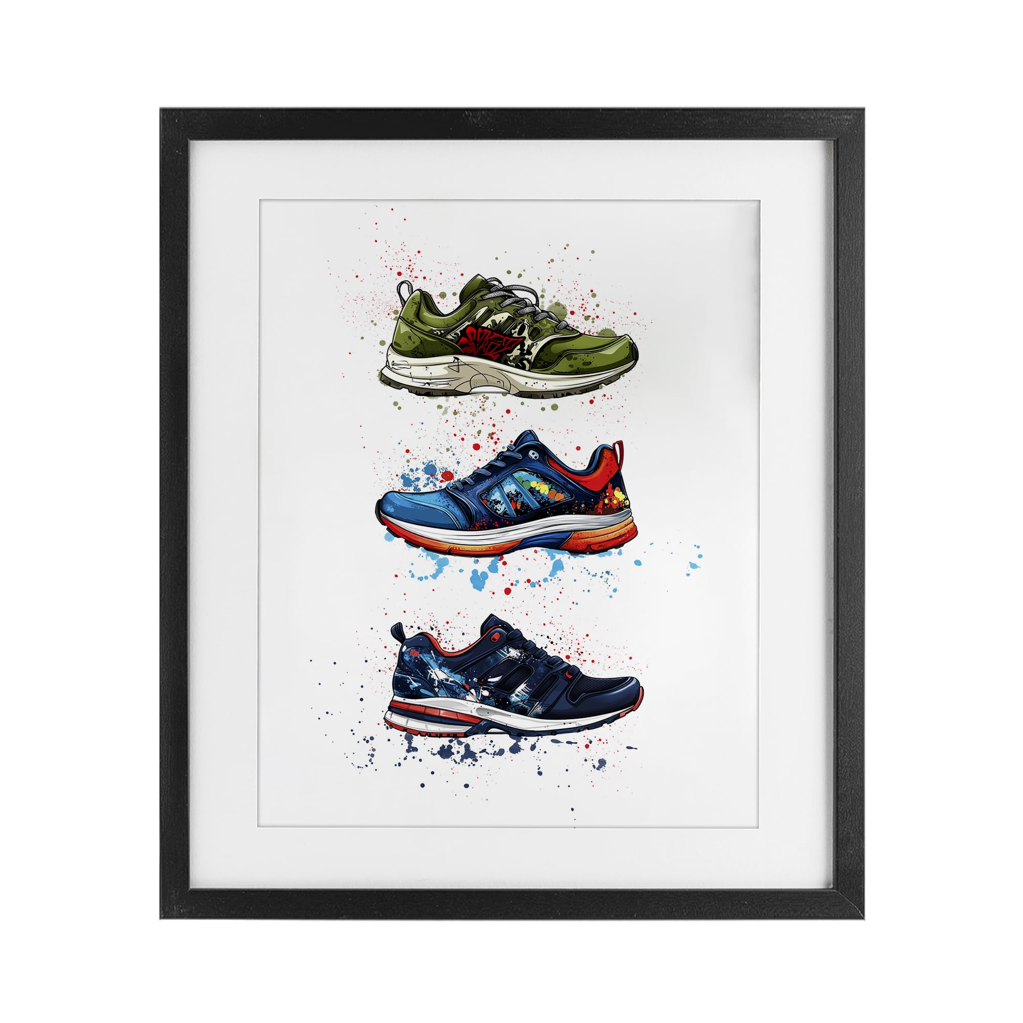 Impression encadrée moderne Stupell Industries, baskets en spray noir, 21x17 cm