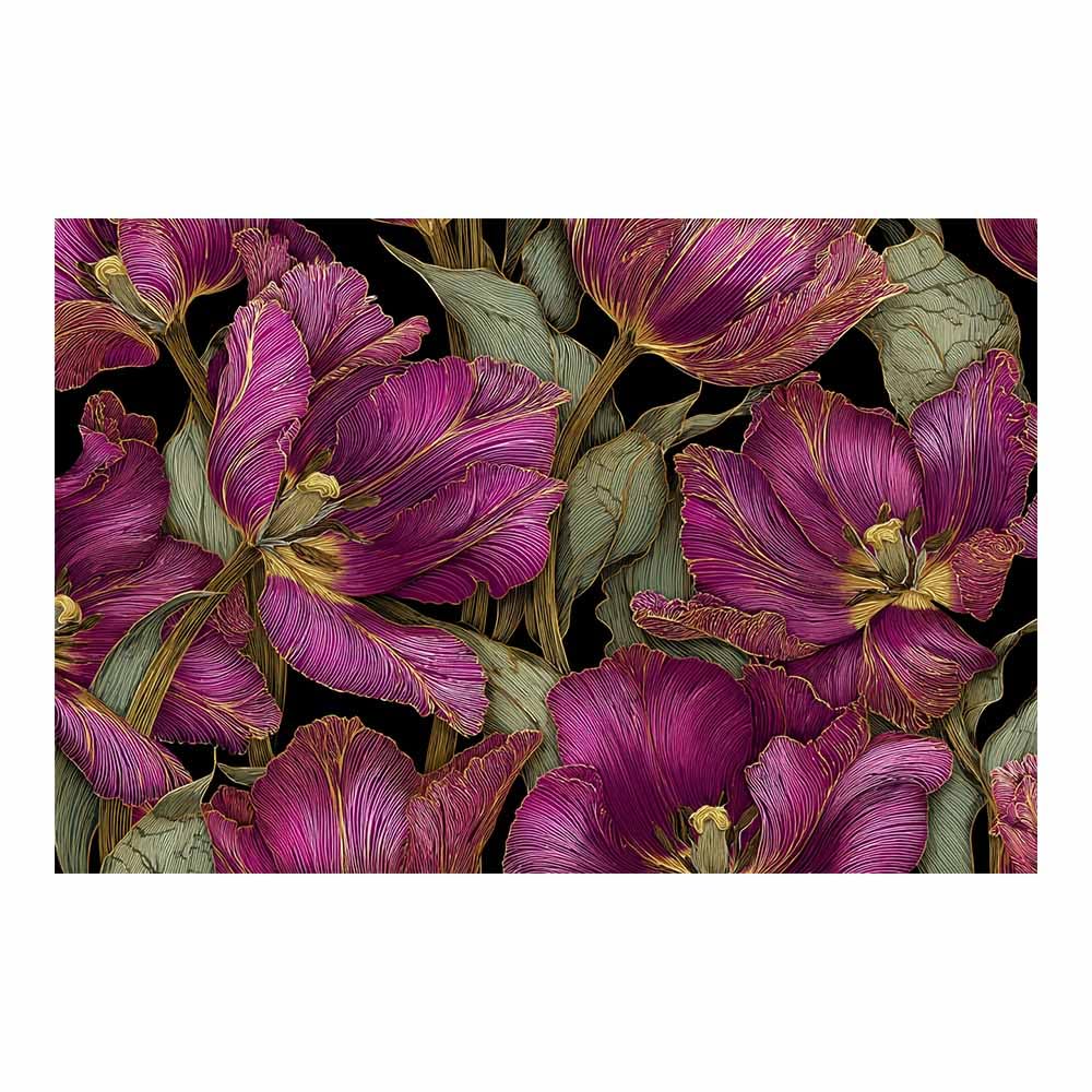 Xeniou Multicolor Flower Wall Art Canvas Purple Tulip Line Art Canvas Wall Art, For Bedroom Bathroom Living Room Home Wall Decor(Multicolor)-70X100cm Unframed
