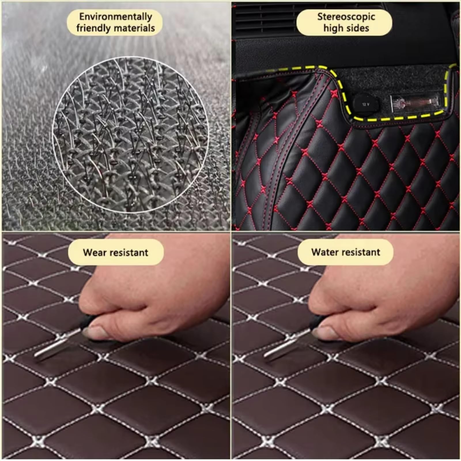 Alfombrillas para El Maletero para Roewe D5X MG HS MK2 2022 2023 2024 2025 2026 Bandeja Alfombra con Borde Completo El Interior Maletero Trasero Coche Protector De Maletero(Red-1)