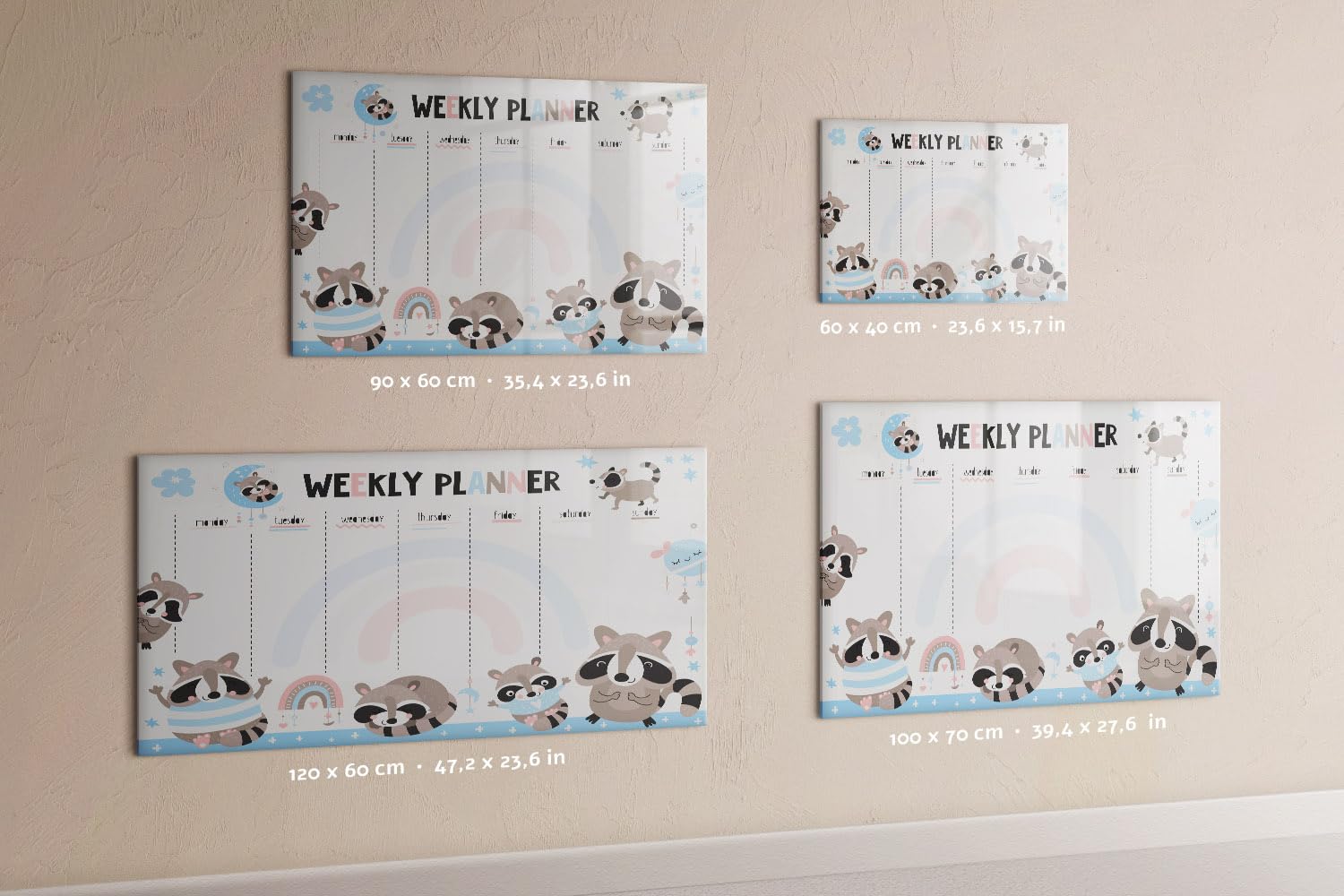 Lavagna da Parete Magnetica in Vetro | Include Magneti, Pennarello e Gomme | Ideale per Ufficio, Casa, Studio e Task Planning - 90x60 - Agenda settimanale per bambini