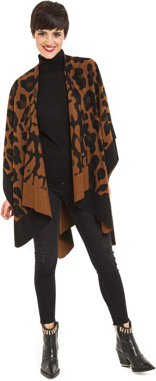 Women's Shawl Wrap Poncho Ruana Cape Cardigan Sweater Open Front for Travel Flight Cruises - Image 4