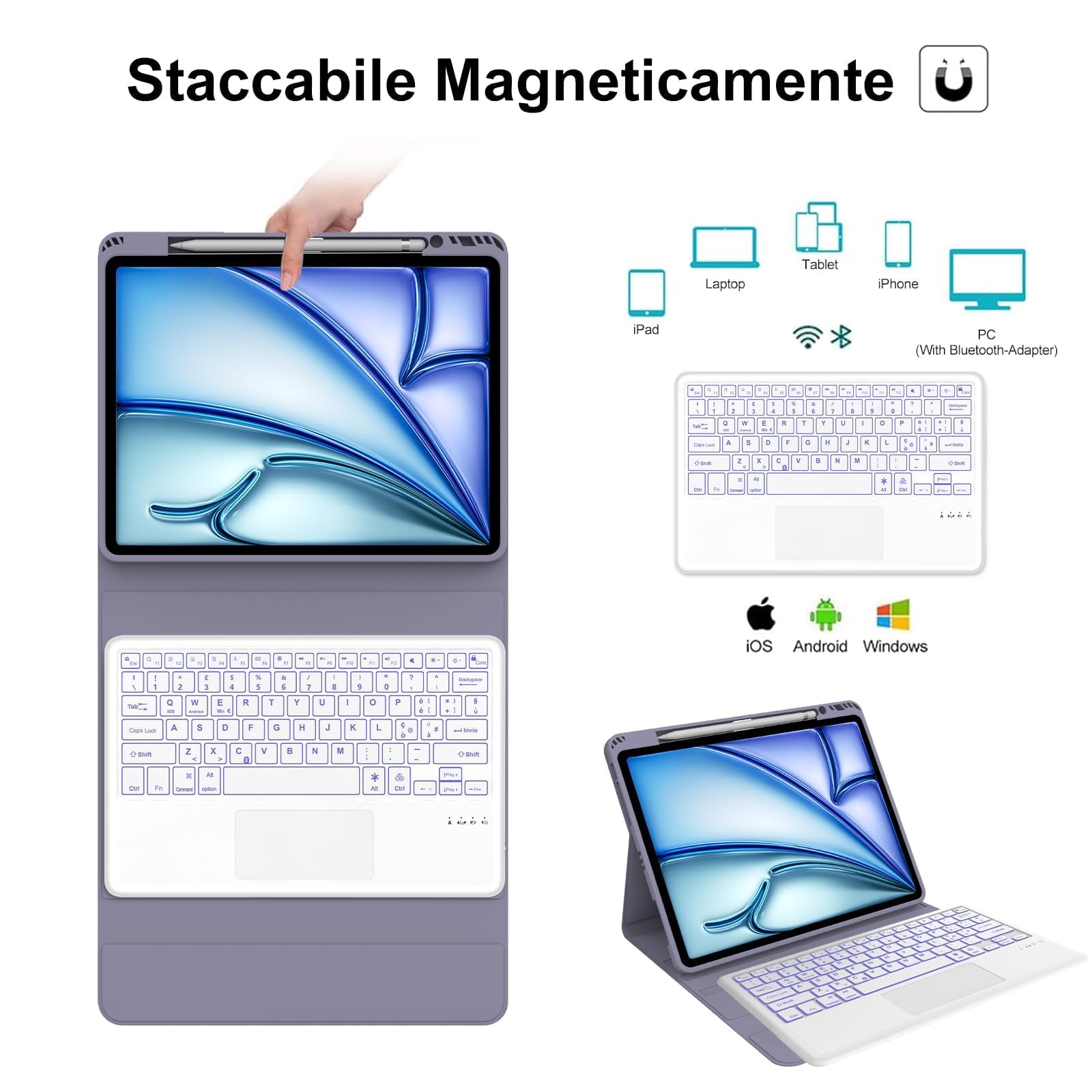 Custodia con Tastiera per iPad Air 13 Pollici M4 2026/M3 2025/M2 2024