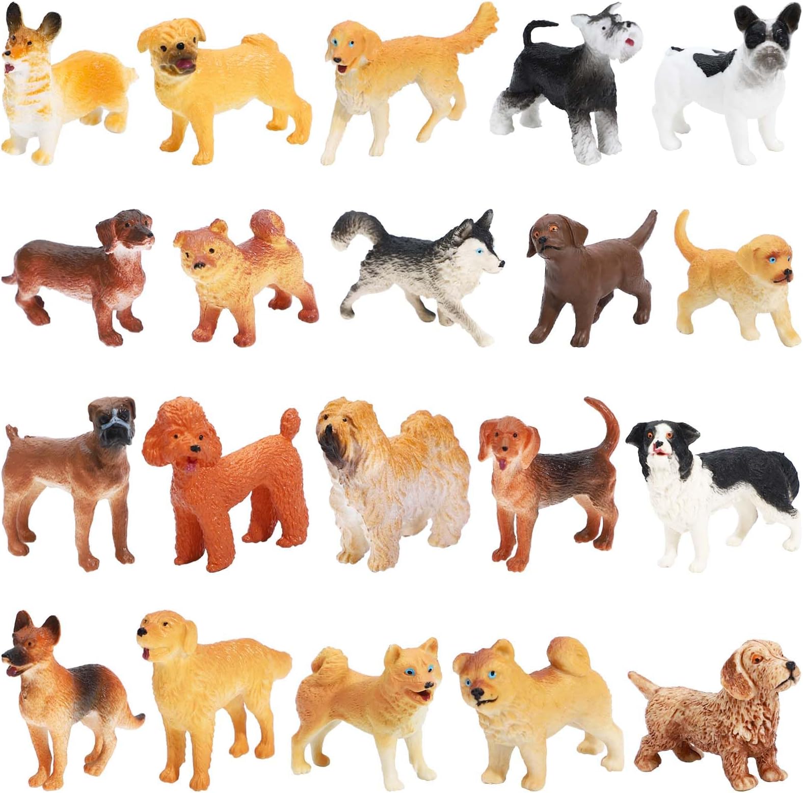 20 Pieces Mini Dog Figurines Playset Hand Painted Tiny Dogs Realistic Detailed Plastic Puppy Figures Toys Small Dog Figurines for Kids Adults