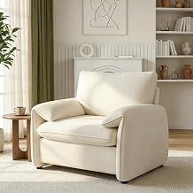 Kromax Oversized Accent Chair, 37" Chenille Armchair for Living Room, Beige