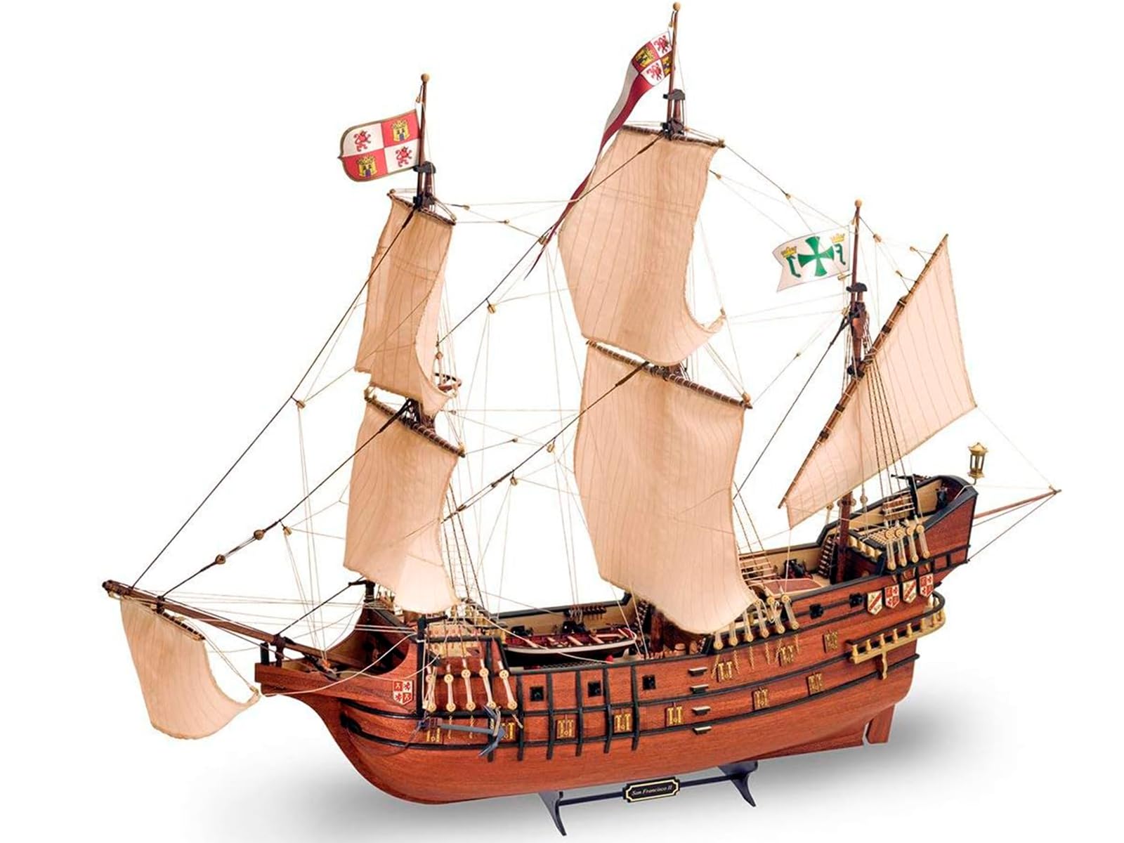 – Wooden Ship Model – Spaniard Galleon, San Francisco II – Model 22452N, 1:90 Scale – Models to Assemble – Intermediate Level