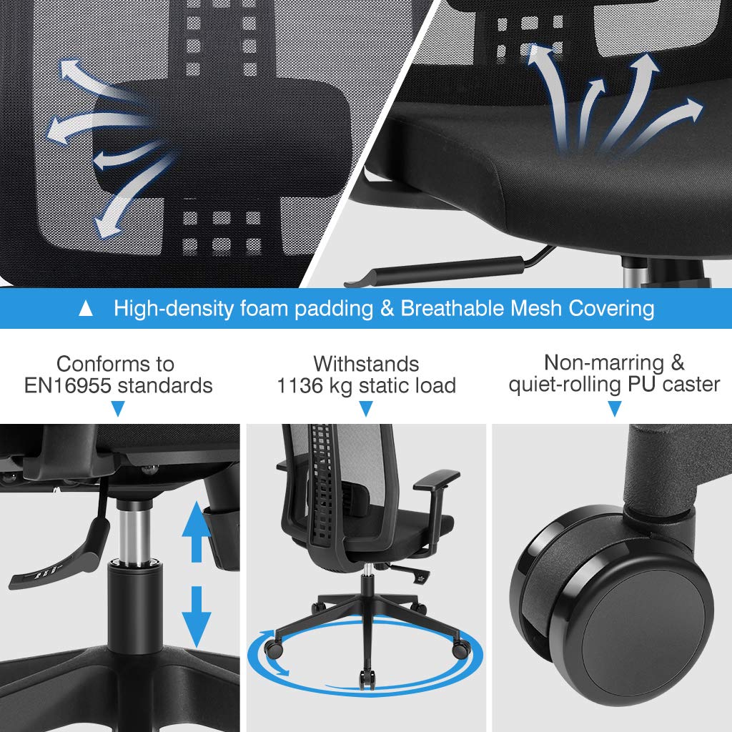 LANGRIA Office Chair HighBack Mesh Chair, Fully Adjustable Computer