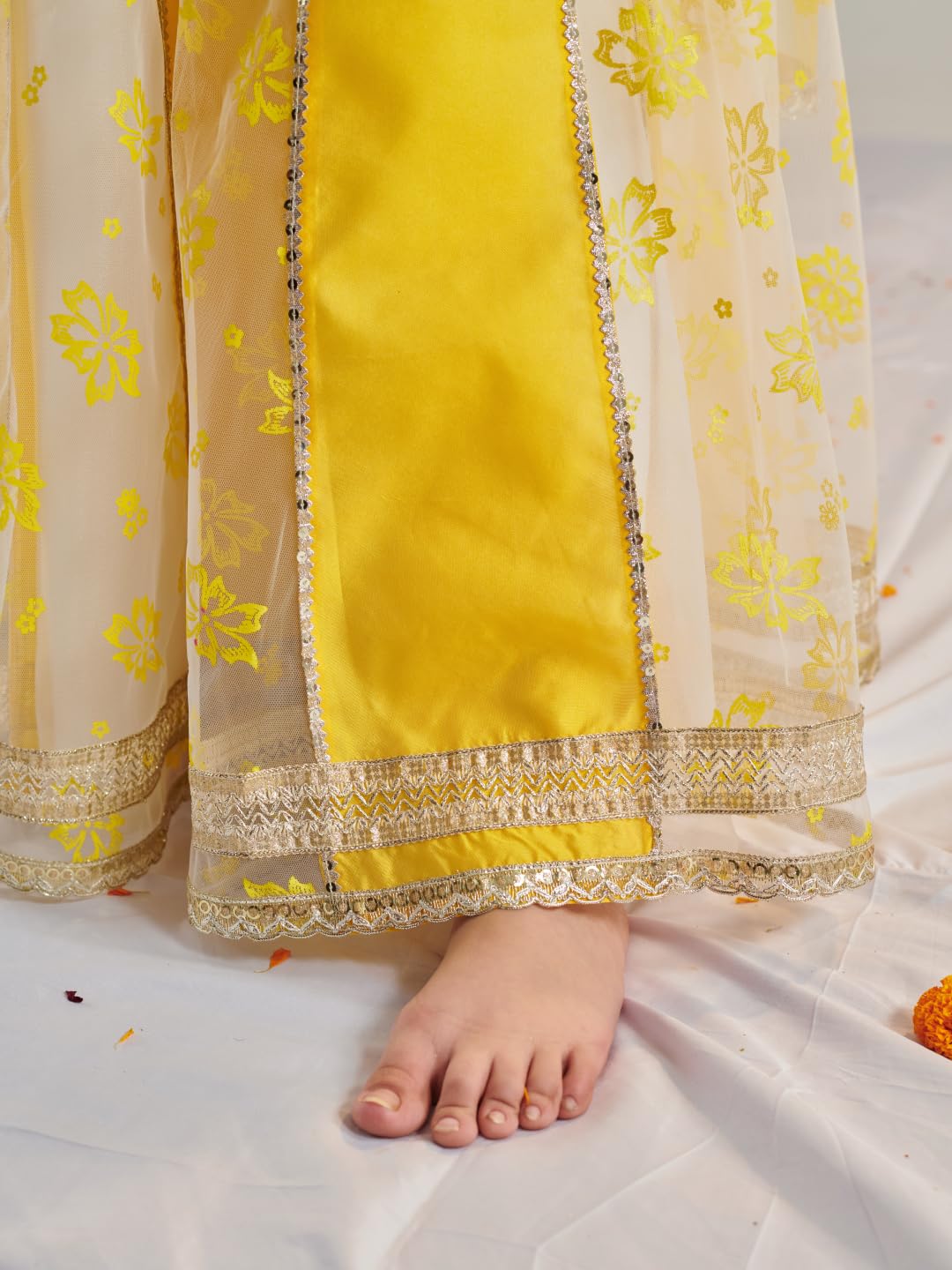 Pspeaches Lehenga z nadrukiem i bluzka z dupattą dla dziewczynek