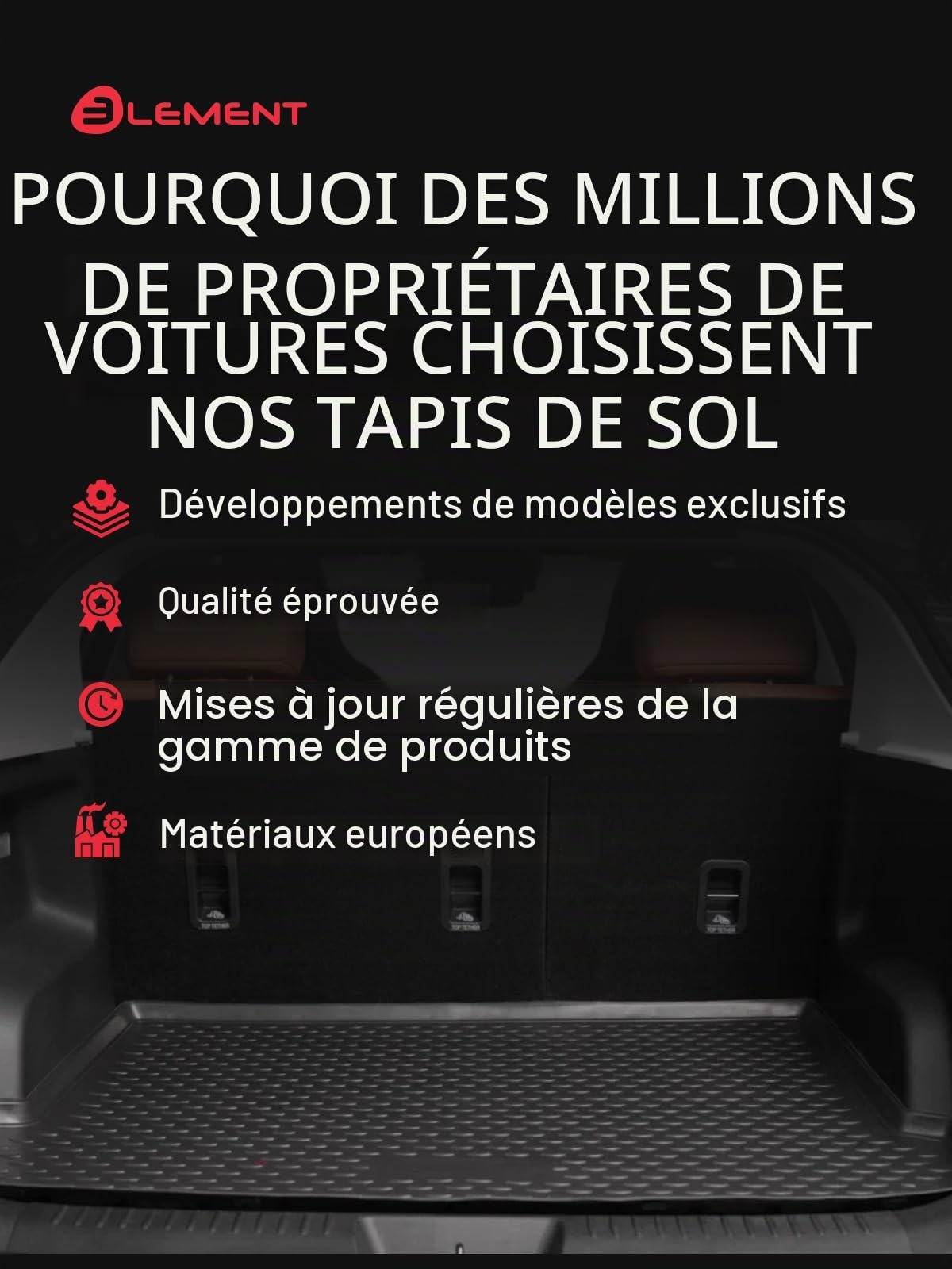 Element Tapis de Coffre Voiture en TPE pour VW Golf VI 2008-2012 | Roue de Secours Pleine | Protection de Coffre, Tapis de Coffre sur Mesure