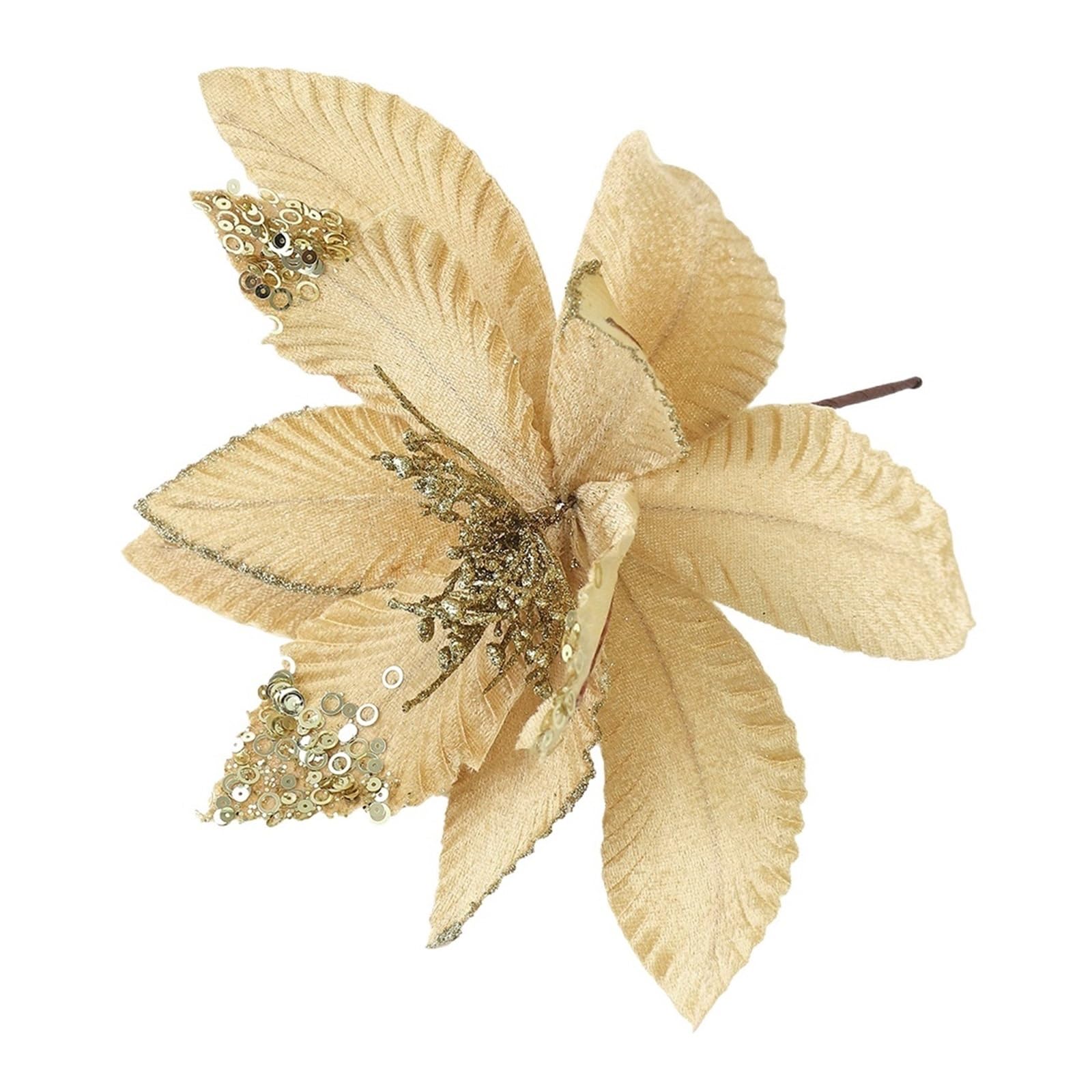 Casetlong 1Pc Artificial Flowers 24/28CM Fake Flower Tree Decoration For Home Decor Ornament DIY Garland Accessories(B Gold)