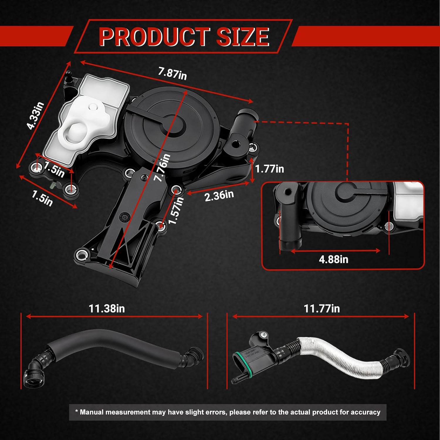 PCV Valve Engine Crankcase Vent Valve Oil Separator with Valve Breather Hose Kit Compatible with 2012-2018 Audi A4 A5 A6 Q5 Quattro Allroad 2.0T Only 06H103495AE 06H103495J 06H103495AK