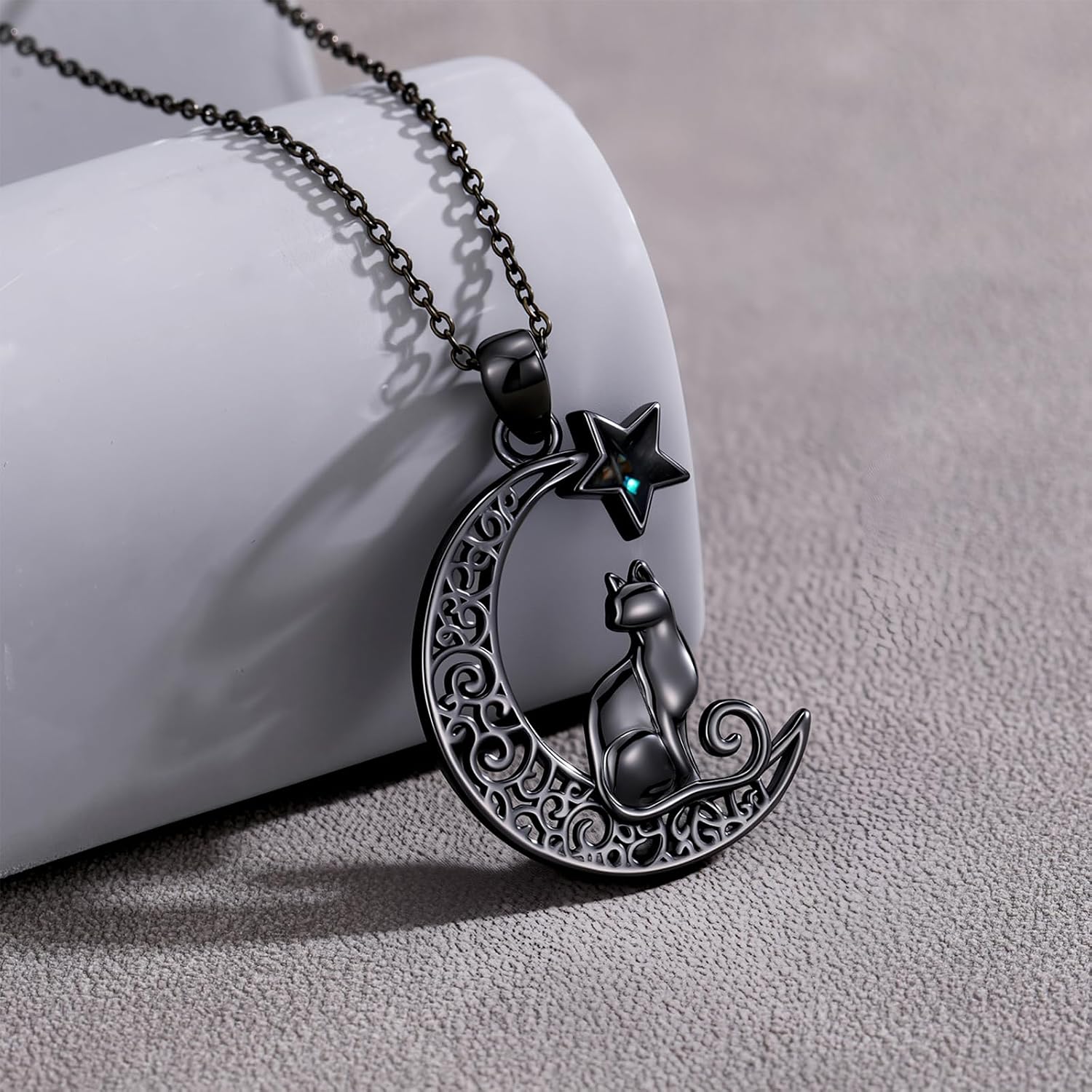 925 Sterling Silver Witch Knot/Fairy/Sun and Moon/Cat/Raven/Hecate/Lilith/Tetragrammaton/Space Pendant Witches Triple Moon Necklace Gothic Jewelry Gift for Women
