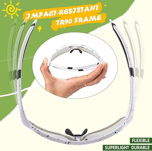 Miniatura 3 de ROCKBROS Gafas de sol deportivas fotocromáticas para niños, niñas, jóvenes, MTB Biking para niños de 8 a 14 años