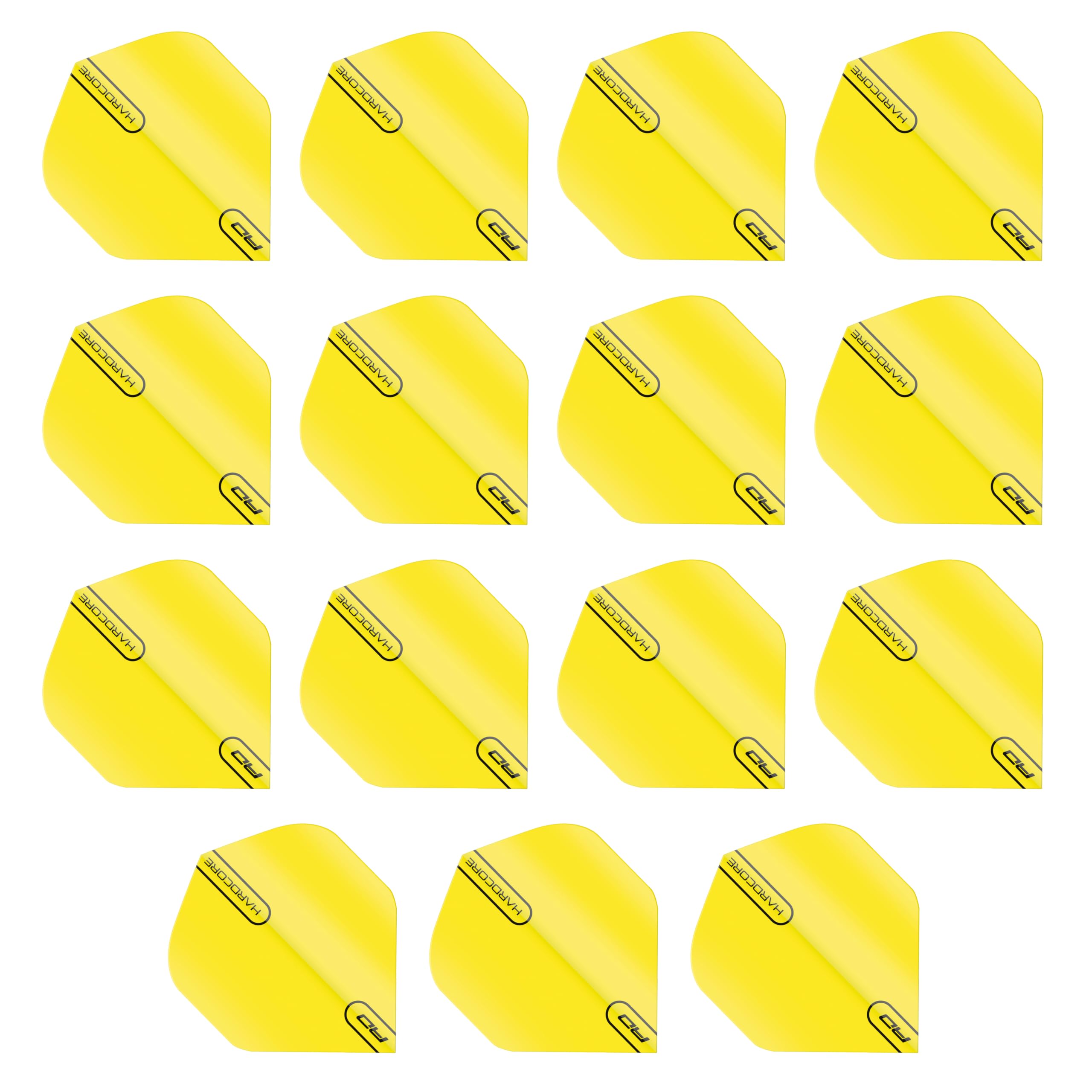 Hardcore Fluoro Yellow Extra Thick Standard Dart Flights - 5 Sets Per Pack (15 Dart Flights in Total)
