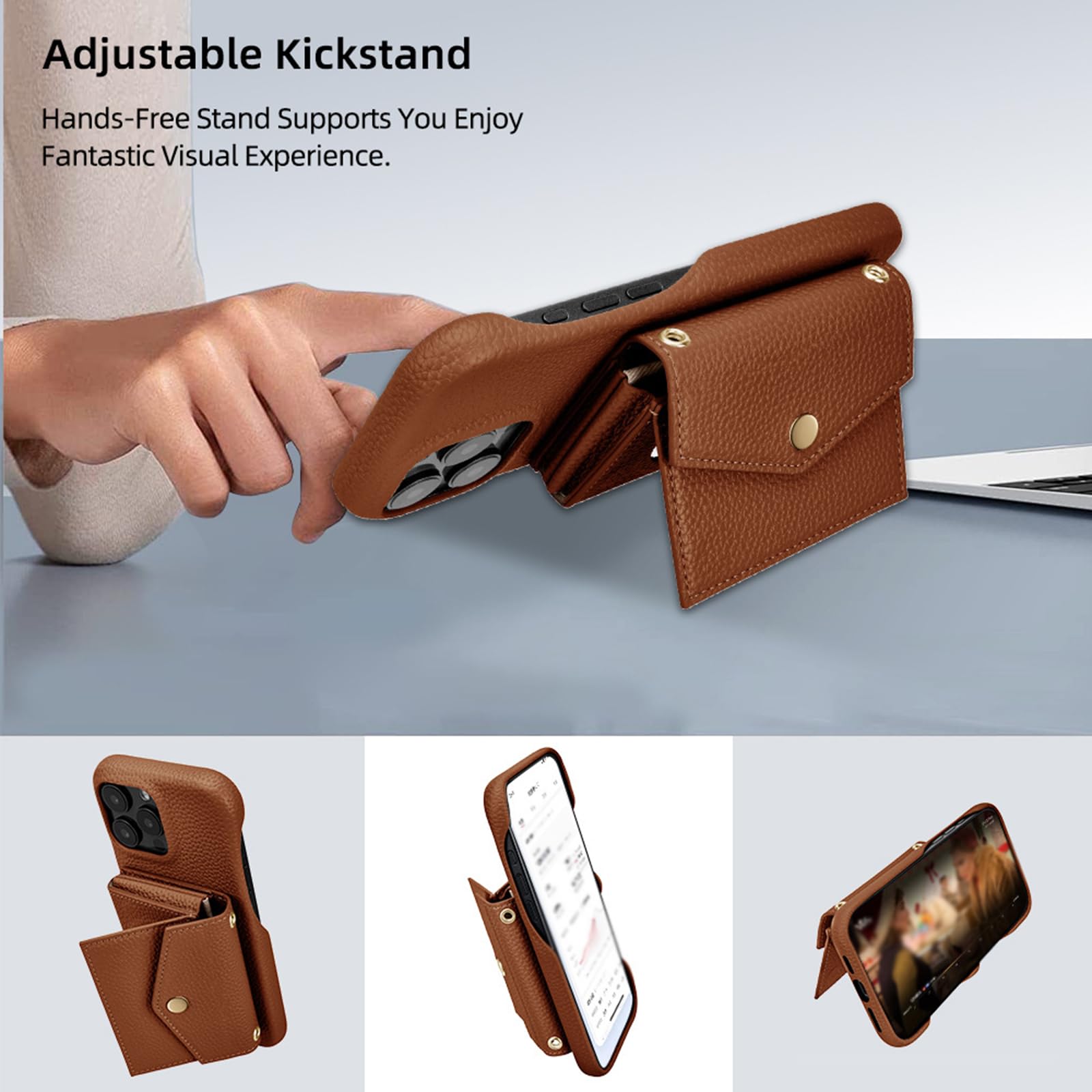 Weiß,16 Pro, Brieftasche Hülle Für iPhone 16 Pro Max/16 Pro/16 Plus/16, Lederhülle Mit Spiegel Und Standfunktion Magnetische Adsorption Kartenfach Schultergurt Fall