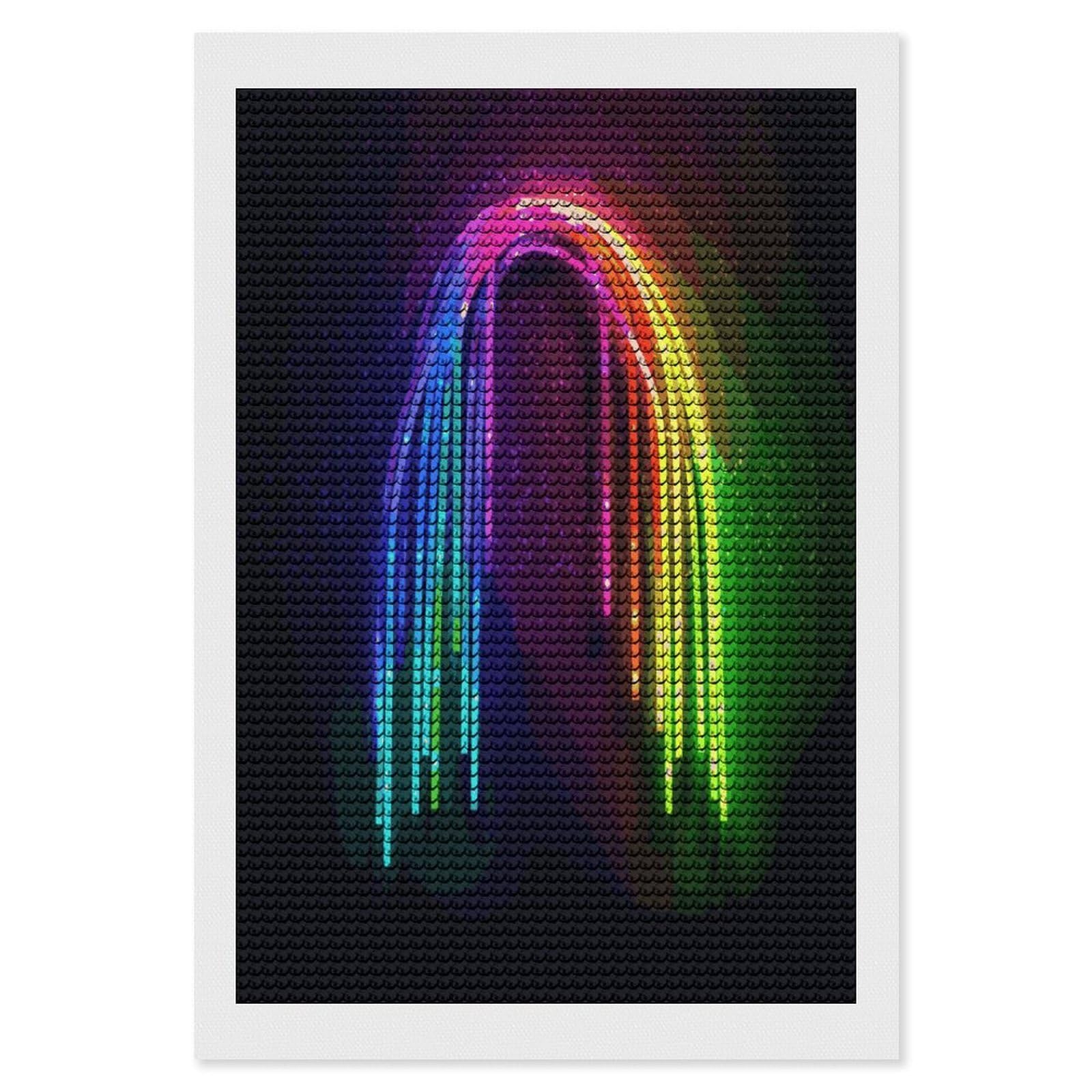 LDGSUPH Rainbow Neon Diamond Painting Kits for Adults Paint with Diamond Pictures Art DIY Full Drill Diamond Dots Painting Personalized Diamond Photo for Home Wall Decor Gift 8"x12"