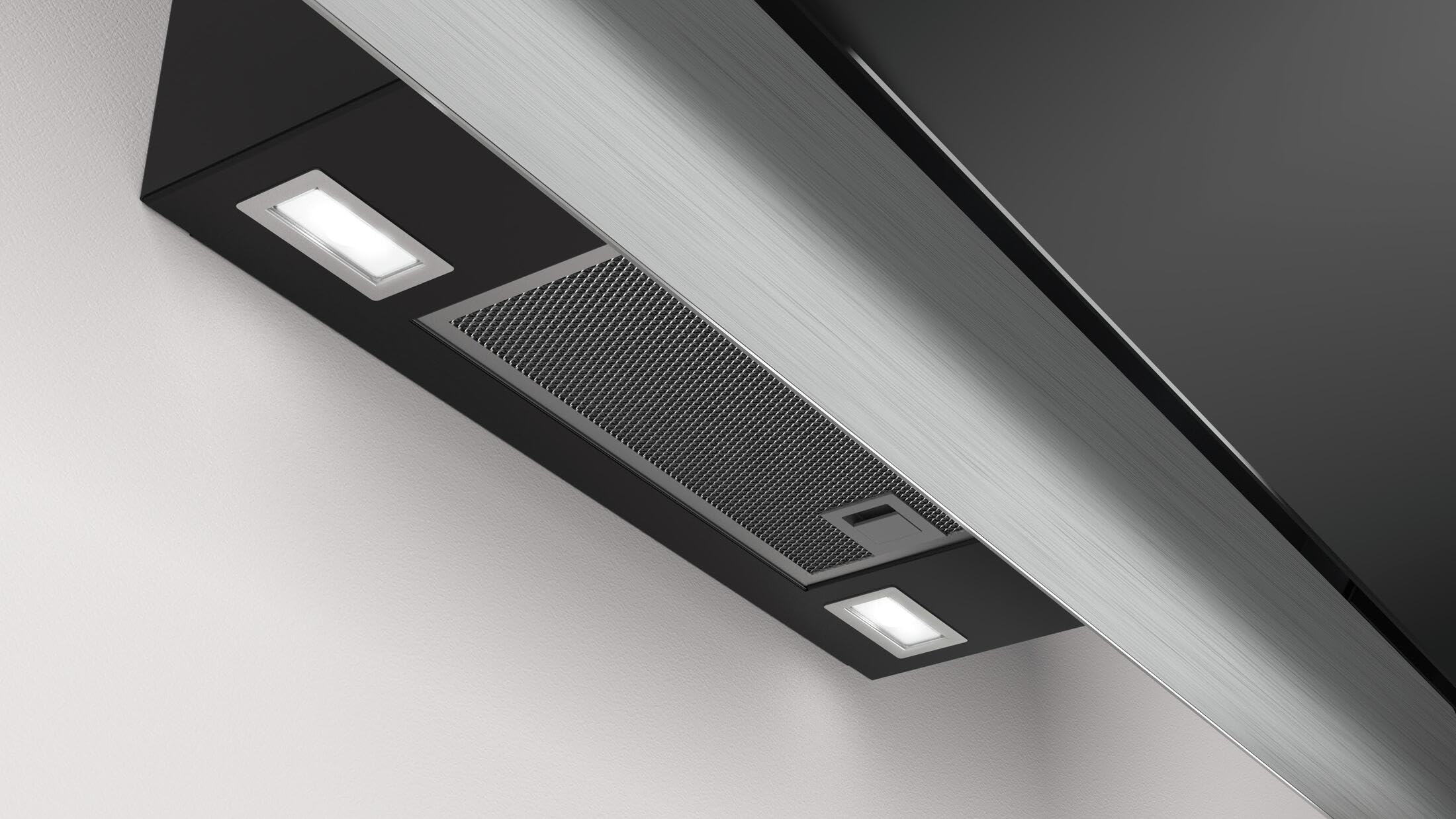 Balay Campana decorativa de pared inclinada, 90 cm, Control Táctil, Iluminación LED, Cristal Negro, 3BC598GN.