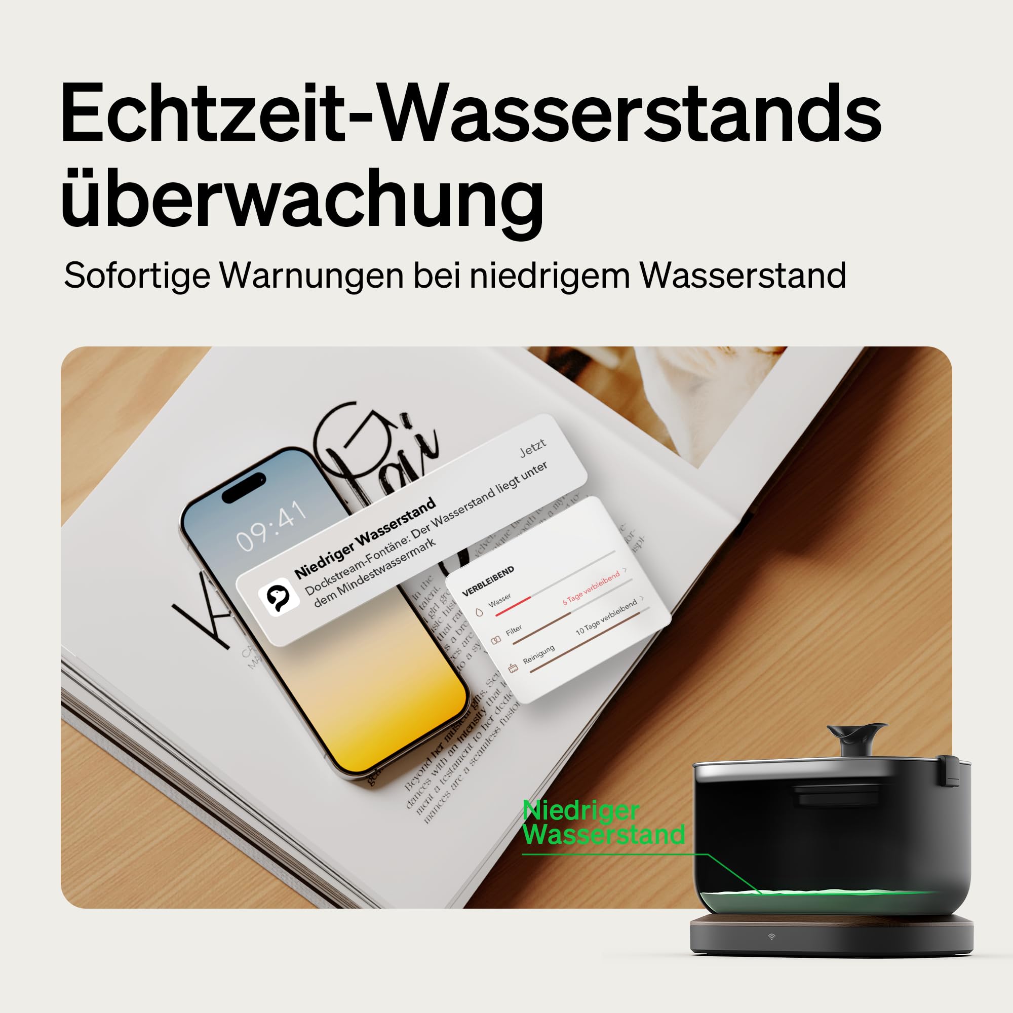 PETLIBRO Fontanna dla kota Monitorowanie aplikacji Fontanna wodna dla kotów, Dockstream Automatyczna fontanna do picia dla kotów 2.5L, Inteligentny system sterowania, Połączenie Wi-Fi 2.4GHz, Łatwe cz