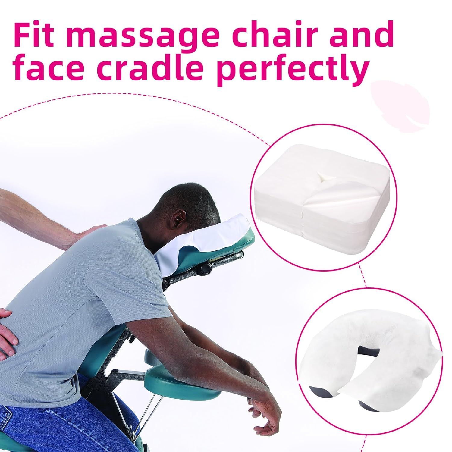 Disposable Face Cradle Covers 500 Count, Medical-Grade, Luxurious, Soft Nonwoven Face Cradle Cover for Massage Table & Chair, Disposable Headrest Covers 16''*12'', White