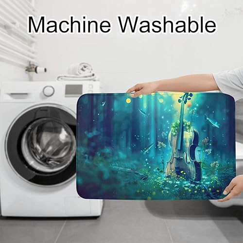 Miniatura 6 de Juego de alfombrillas de tres piezas con estampado de violonchelo en agua absorbente y antideslizante para baños, inodoros y cocinas