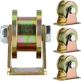 Sanbege 2" H Groove Wheels, 4 Pcs Heavy Duty Sliding Gate Roller, Rigid Casters with Brackets for Square Tube Track, Industrial Machines, Wire Rope Rail (Total Loading Capacity 1500 Lbs)