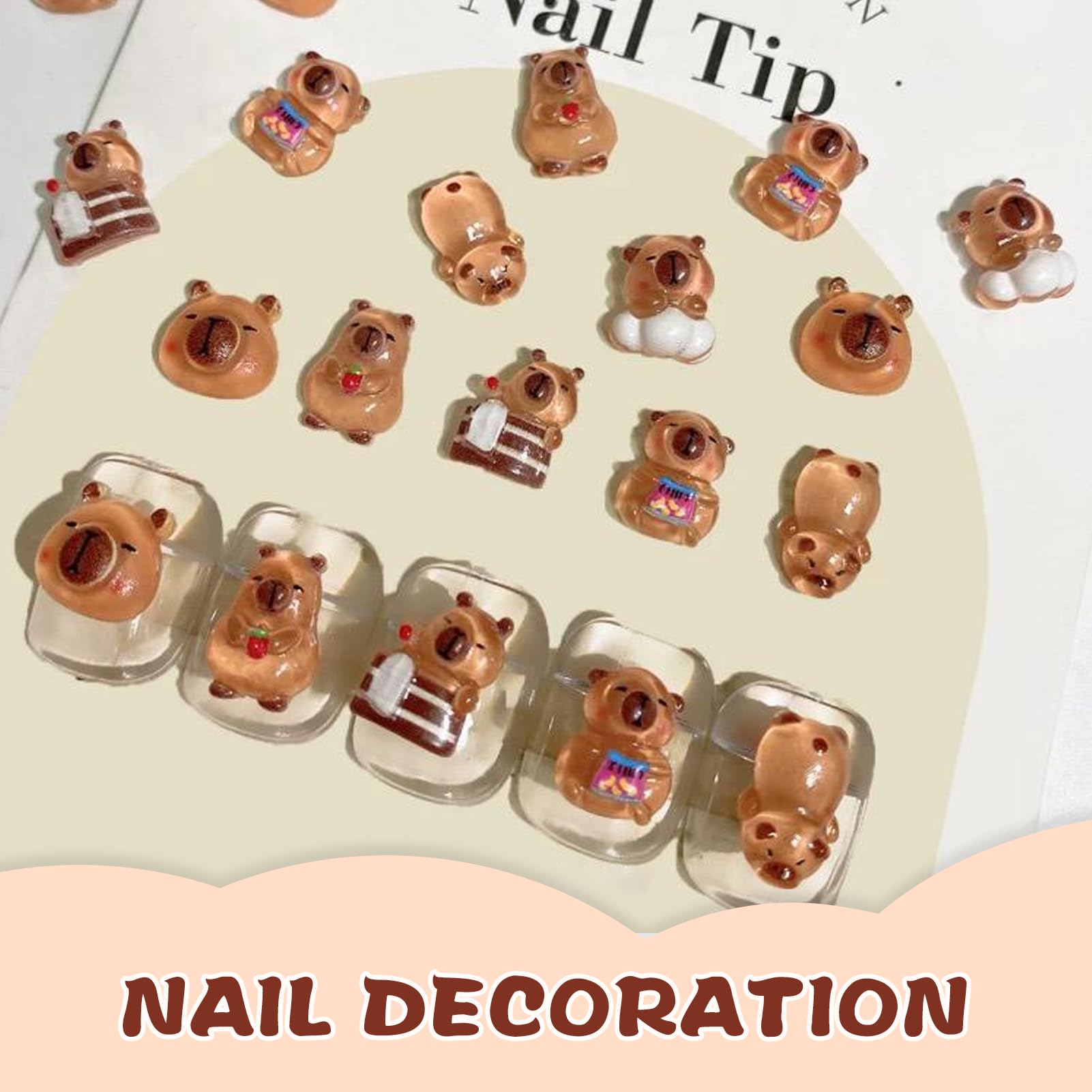 200 Pcs Mini Resin Animals Capybara 6 Styles Tiny Capybaras Miniatures Resin Animals Mini Capybara Figures for DIY Crafting Micro Landscaping Fairy Gardens Dollhouse Miniatures Decor Nail Accessories - Image 4