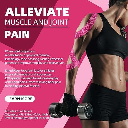 Miniatura 5 de OK Tape Kinesiology Tape Extended Edition, cinta atlética elástica original, tiras de rollo de 2 pulgadas x 103 pies de largo, sin látex,