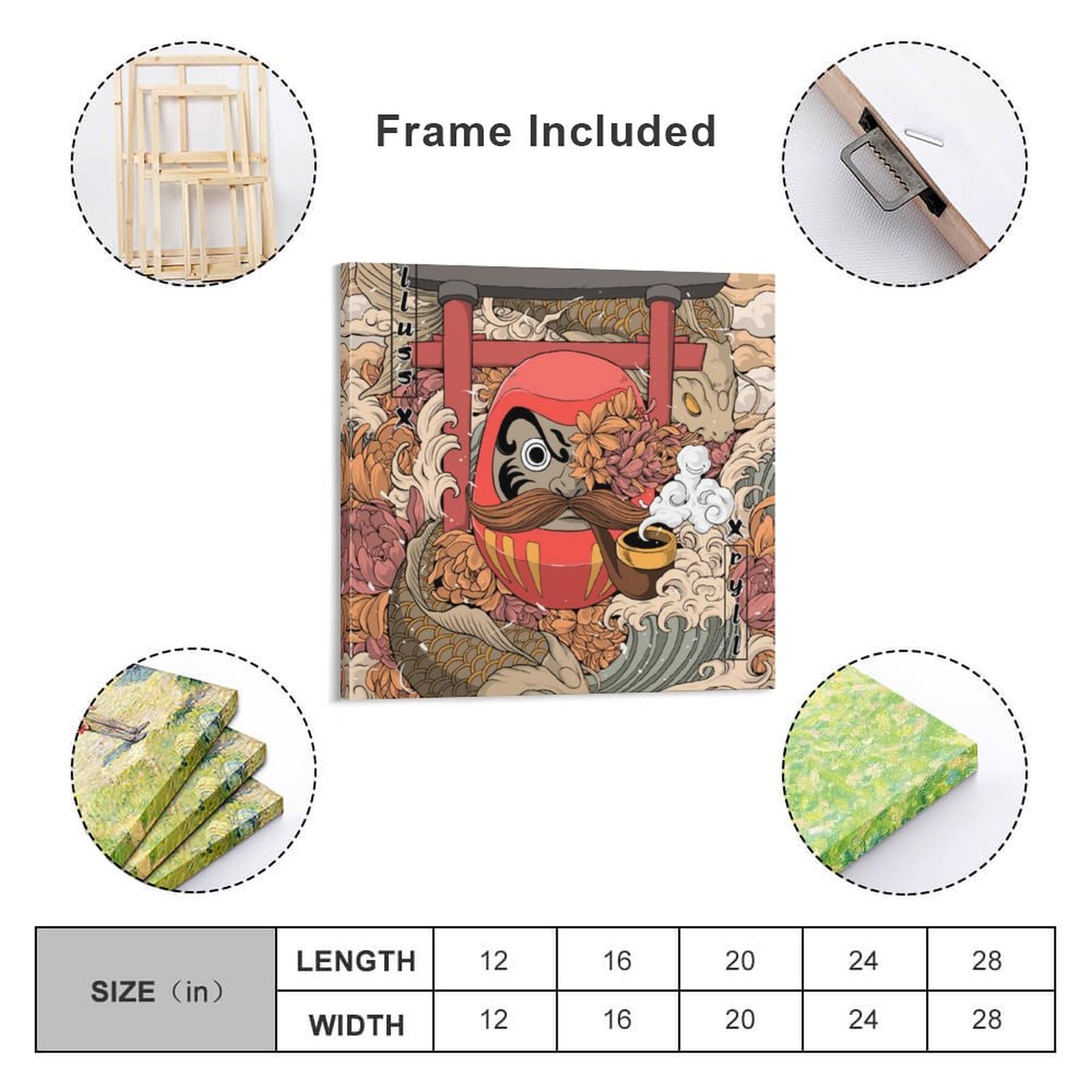 Amazon｜アートパネル 装飾画 アートフレーム 福だるま 縁起物だるま