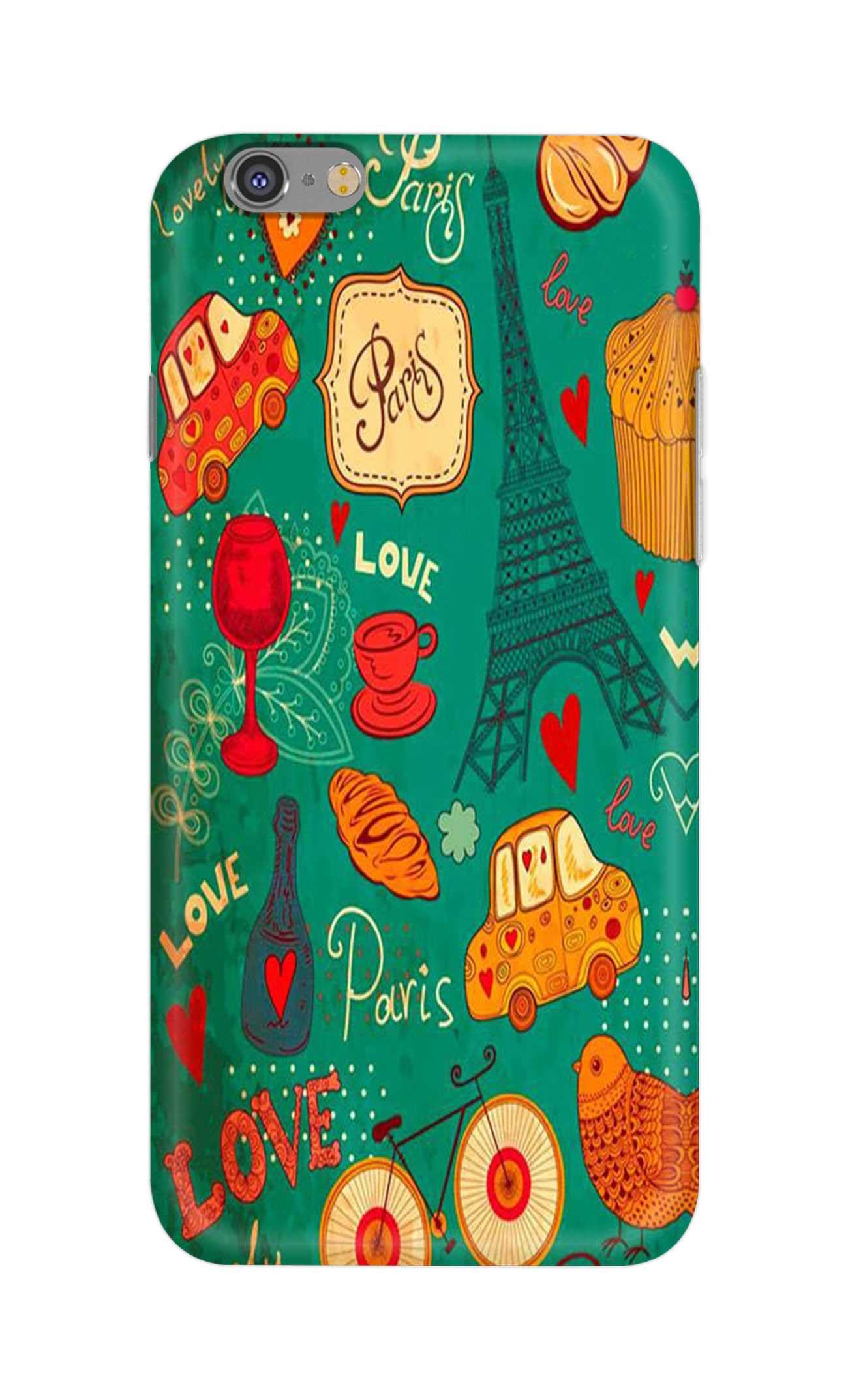 PRINTFIDAA Love Paris Toast Wine Tea Cup Car Floral Byclcle Bird Eiffel Tower Printed Designer Hard Back Case Cover for Apple iPhone 6 / 6S Back Cover - BOB1473