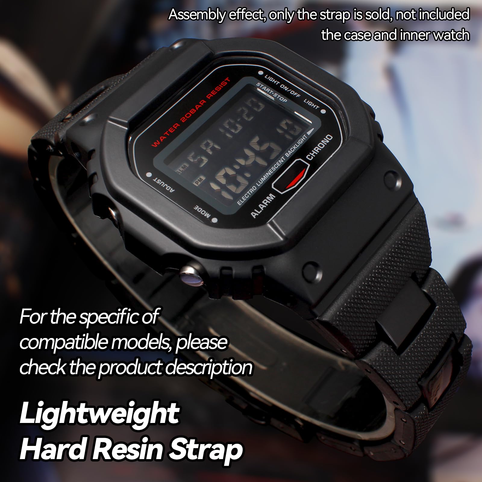 Lekki pasek do zegarka z twardej żywicy, kompatybilny z Casio DW-5600 GA-2100 GW-B5600 GW-M5610, pasek do zegarka G-Shock GM-2100 GM-5600 GM-6900