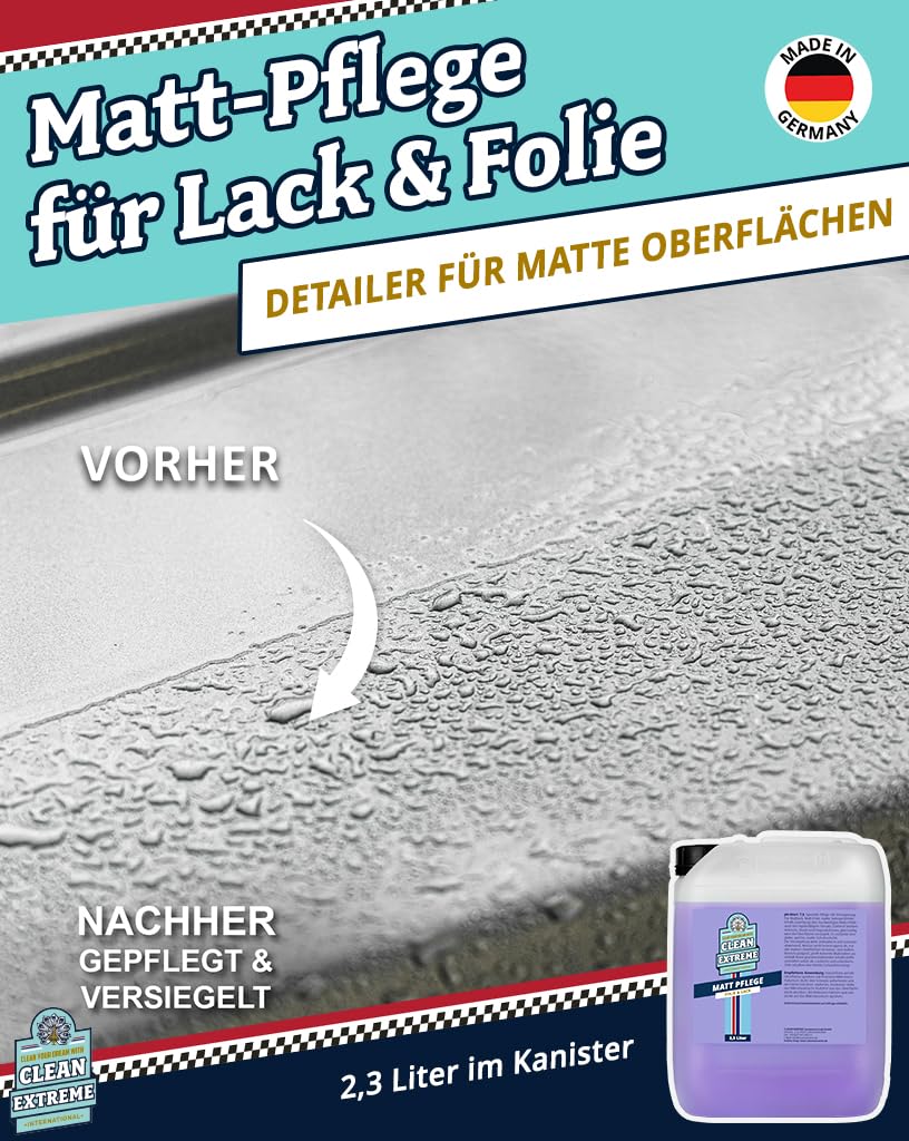 Auto Mattlack Pflege mit Versiegelung 2,3 Liter | Zum Pflegen von Autolack Matt, Matt-Folie, Autosprühfolie. Entfernt Schmutz, Staub, Fingerabdrücke - Waschen ohne Wasser