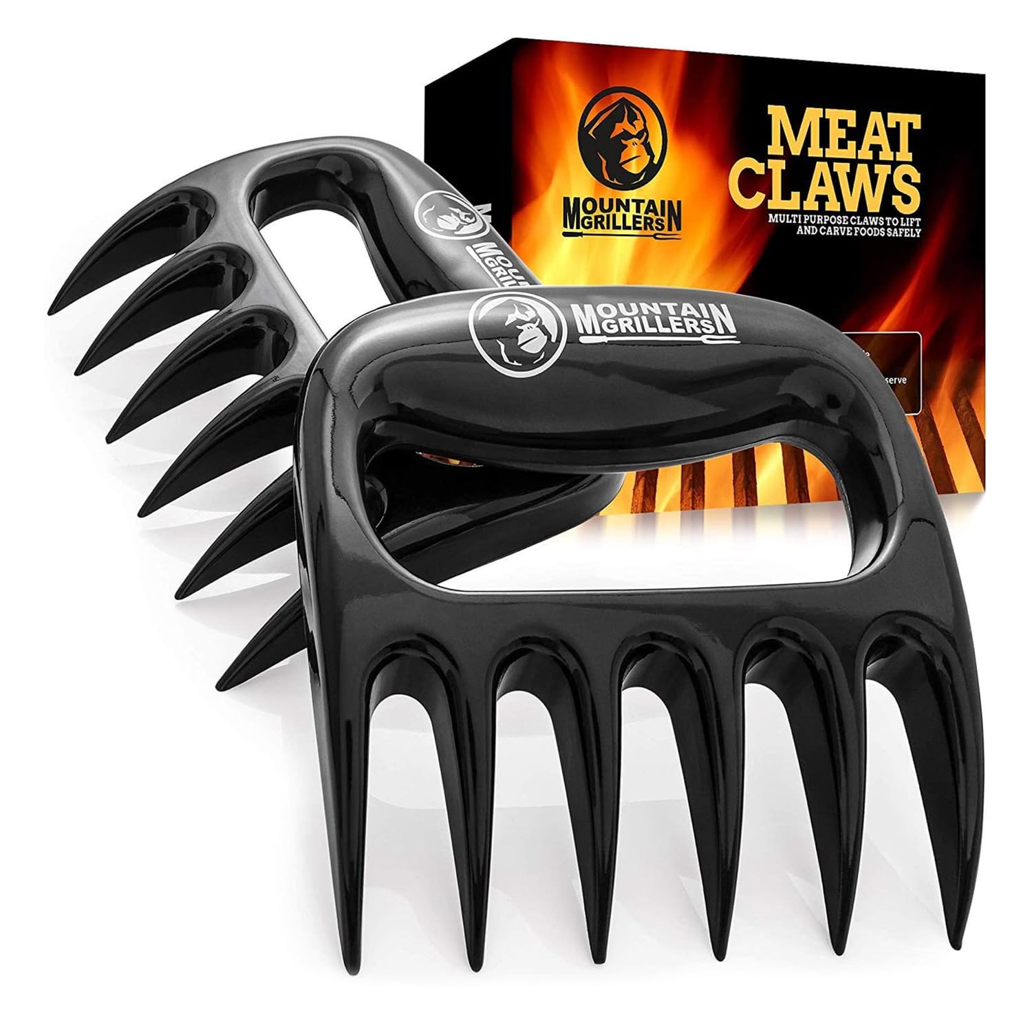 Mountain Grillers Pulled Pork Gabeln - Hochwertige Meat Claws für amerikanisches BBQ Pulled Pork - Fleischkrallen aus Kunststoff zum Zerteilen - Spülmaschinenfeste Bärentatzen Für Grillabende