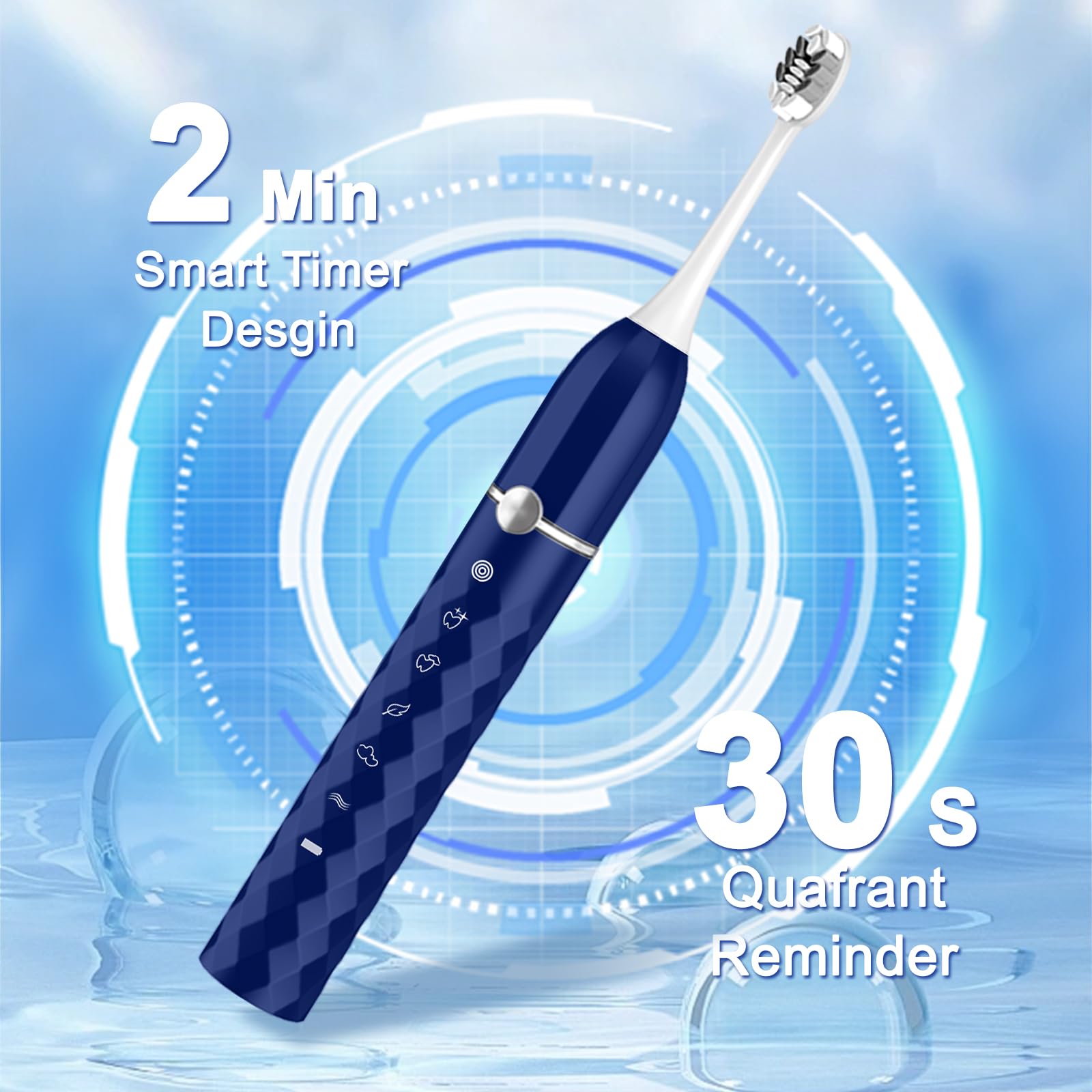 Seapeoa Set di spazzolini elettrici, dotato di 10 testine e custodia da viaggio, impermeabile IPX8, timer da 2 minuti, 42000 vibrazioni ad alta frequenza, 5 modalità, la prima scelta per regalare