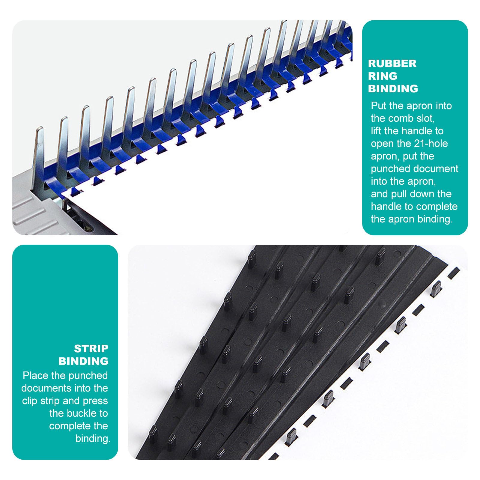 Relieuse à peigne et perforatrice de documents – Reliure 450 feuilles/perforatrices 12 feuilles, outil de reliure à 21 trous avec guide de bord réglable (3/4/5 mm) – pour documents format lettre, A4