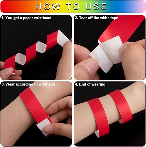 Miniatura 4 de 1200 piezas de pulseras de papel de plástico para eventos, pulseras de color neón, pulseras de identificación para conciertos, pulseras de papel,