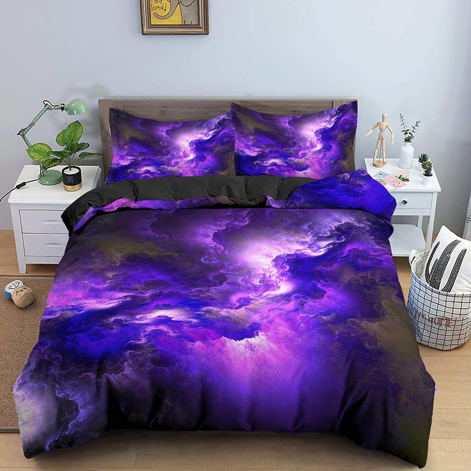 Housse de couette 160x200 microfibre 110g avec fermeture éclair pratique