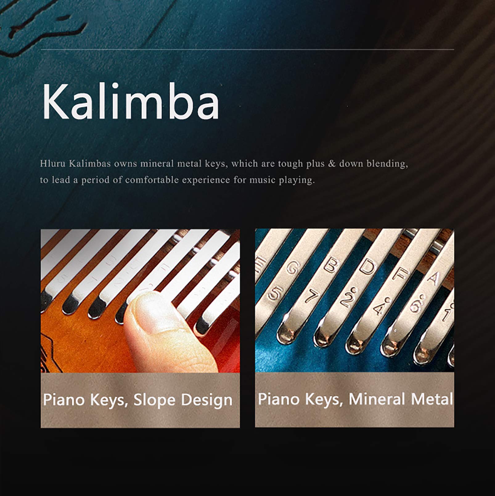 17-Key Kalimba Thumb Piano, Mahogany Gradient Kalimba, Mbira Portable Sanza Xylophone, Piano Dedo Para Amantes De La Música, (18 Cm X 13 Cm) Gradient blue