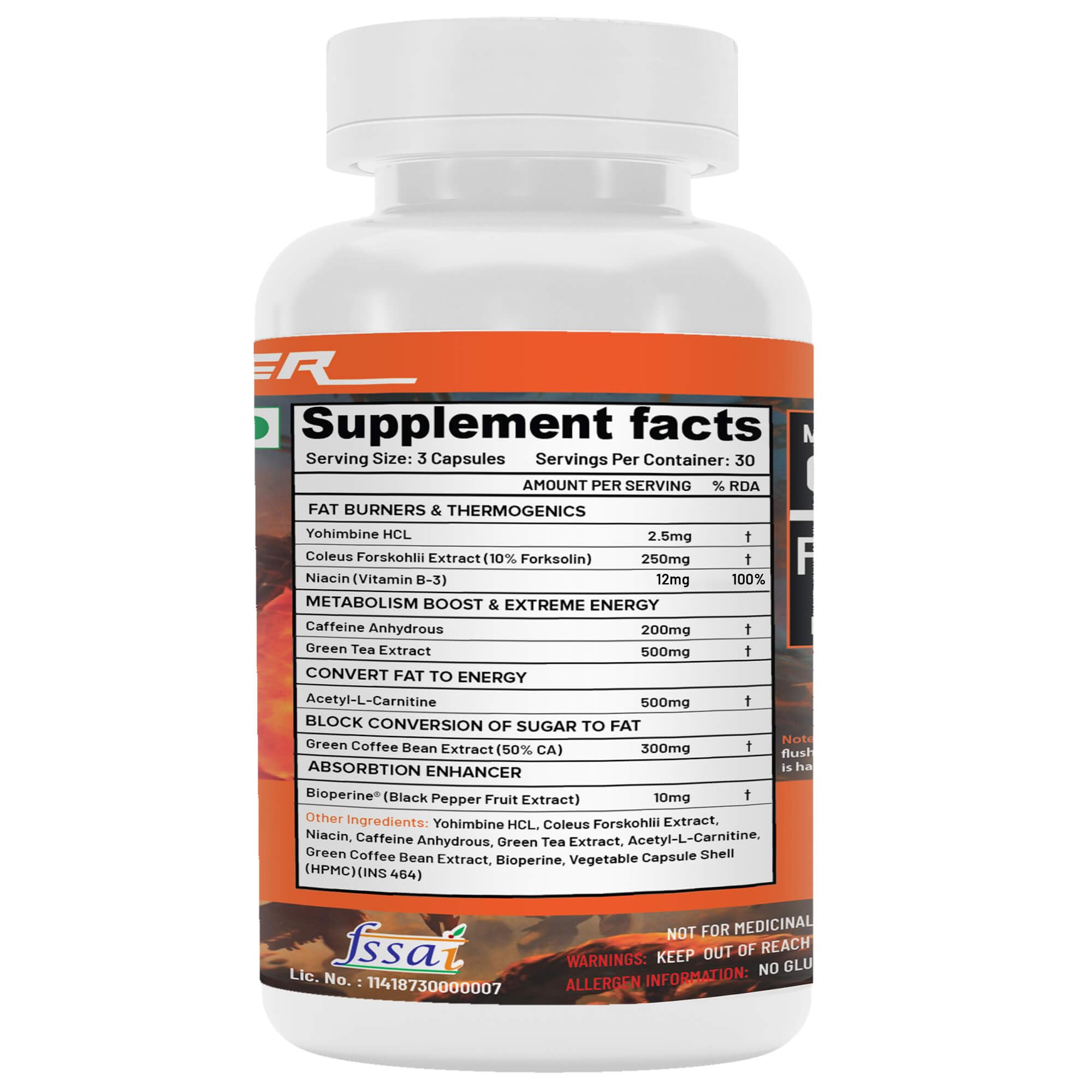NutriJa Thermo Peak 90 Capsules | Thermogenic Herbal Blend with Caffeine, Green Tea Extract, Green Coffee Bean & Acetyl L-Carnitine | 30 Servings — Amazon image 2