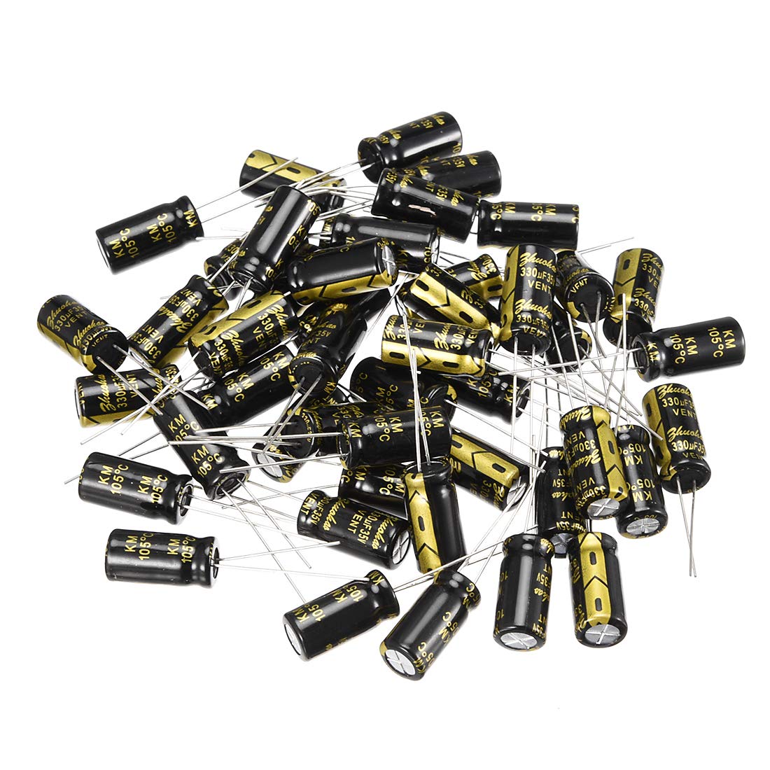 uxcell Aluminum Radial Electrolytic Capacitor with 330uF 35V 105 Celsius Life 2000H 8 x 16 mm Black 50pcs