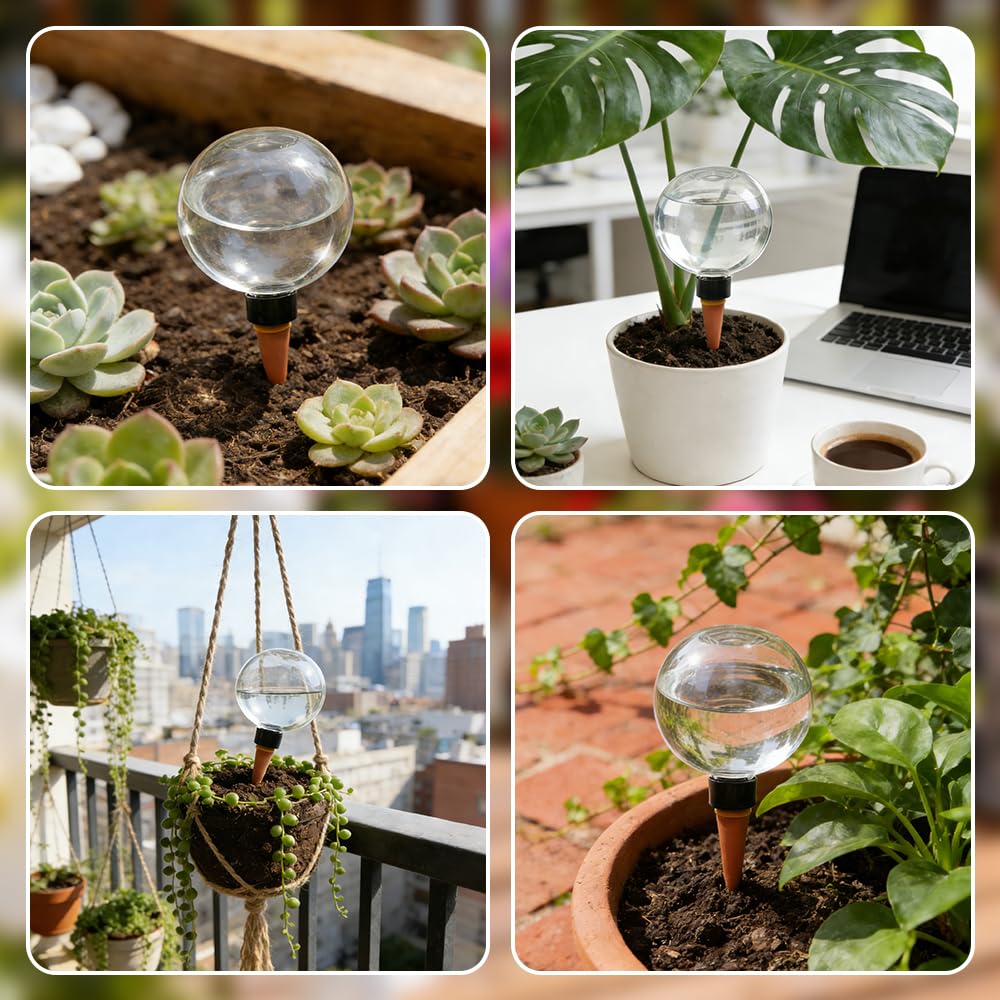 4 Pièces Globes D'arrosage des Plantes, 500ml Transparent Distributeur Eau Plante, Arrosage Plante Interieur pour Plantes D'intérieur, de Balcon et de Jardin