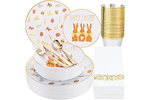 Hioasis 175pcs Easter Plastic Plates Set
