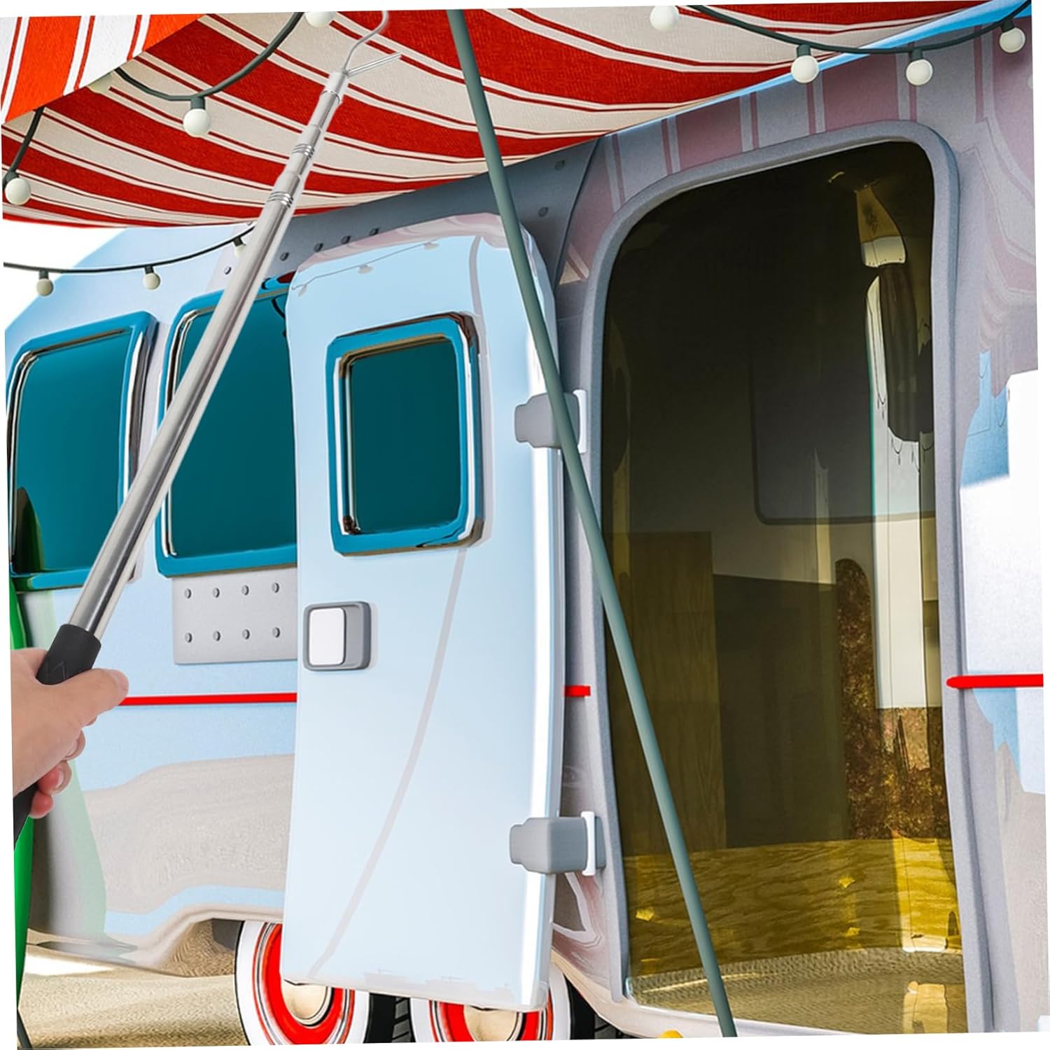 Gatuida Rv Awning Opener Adjustable Pull Rod Portable Tent Canopy Reach Tool for Camping Retractable Sunshade Puller Hook for Outdoor Activities