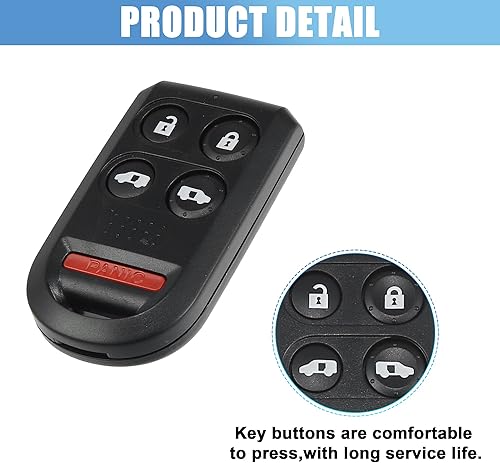 Miniatura 4 de X AUTOHAUX OUCG8D-399H-A - Carcasa para llave de coche, 5 botones, control remoto, carcasa de repuesto para Honda Odyssey 2005 2006 2007