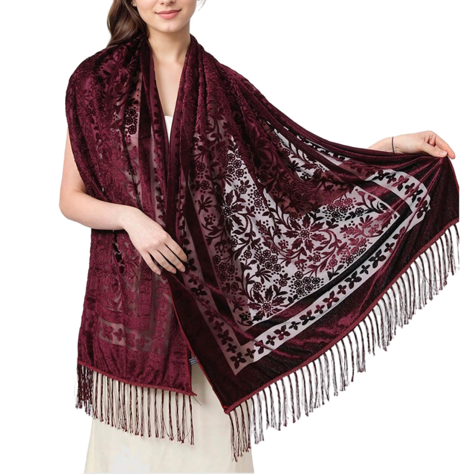 Sophisticated Velvets Shawl Scarf For Women Evening Dress Shoulder Wrap Comfortable Wedding Guest Fringed Scarf Velvet Shawl