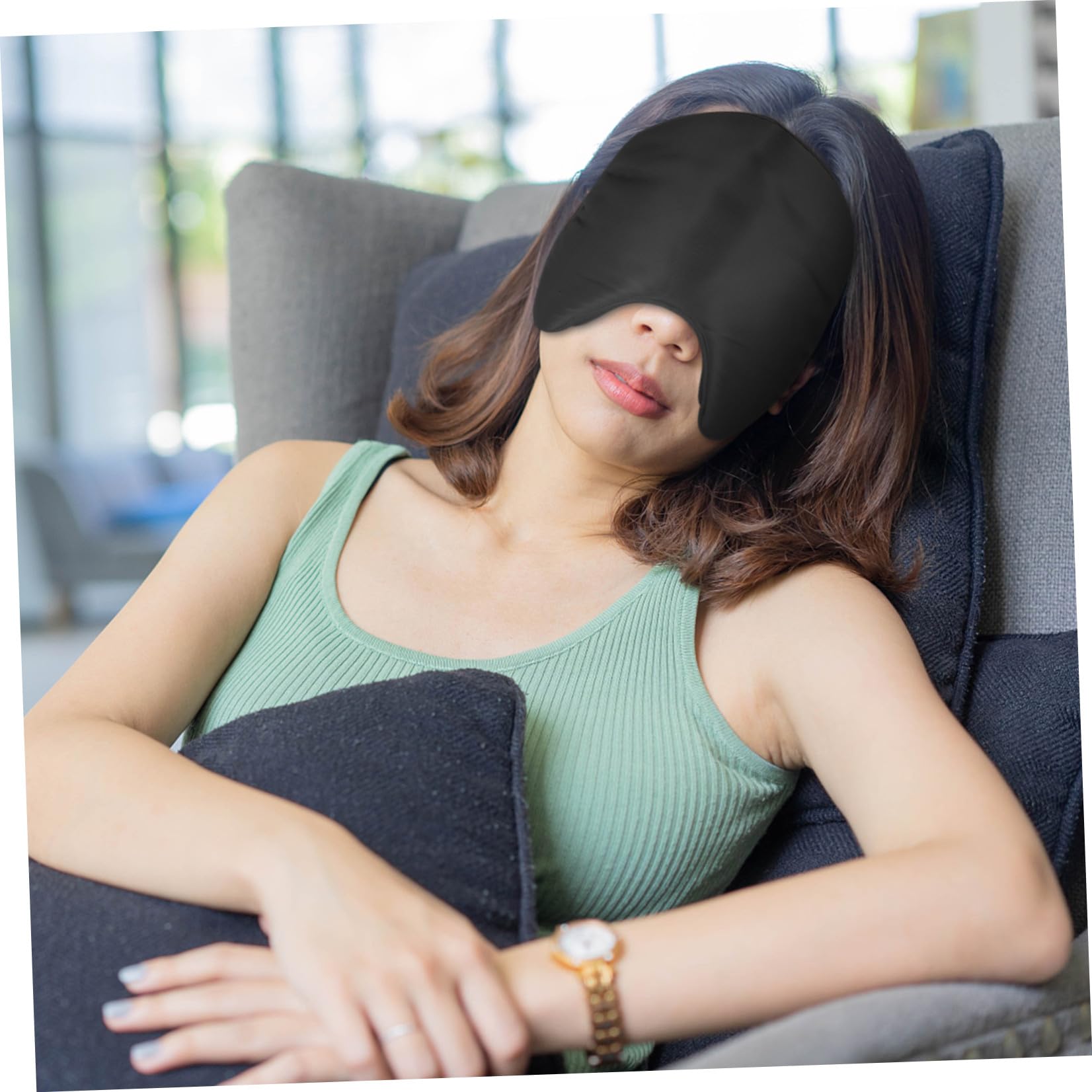 Masque de Sommeil Confortable et Doux Noir en Soie et Coton Protège les Yeux sans Plisser la Peau pour Longs Voyages et Hôtels