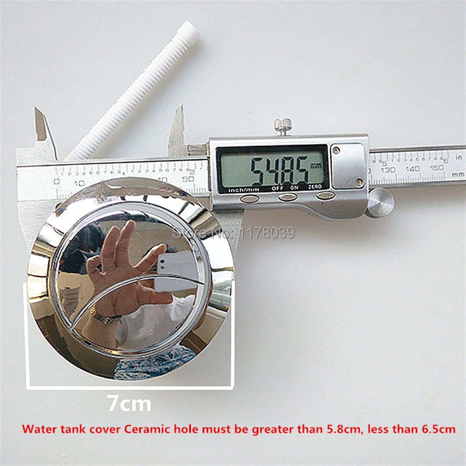 Pulsante di scarico del WC, Diametro di installazione Pulsante WC rotondo 58 mm, coperchio del serbatoio 'acqua Il foro in ceramica deve essere maggiore di 5,8 cm, pulsante del serbatoio WC inferiore