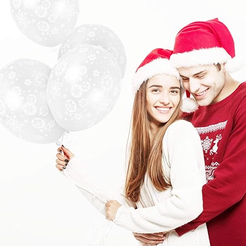 Vista 4 de 100 globos de copo de nieve de Navidad – País de las Maravillas de Invierno/Vacaciones/Navidad Cumpleaños Boda Baby Shower Decoración de Copos