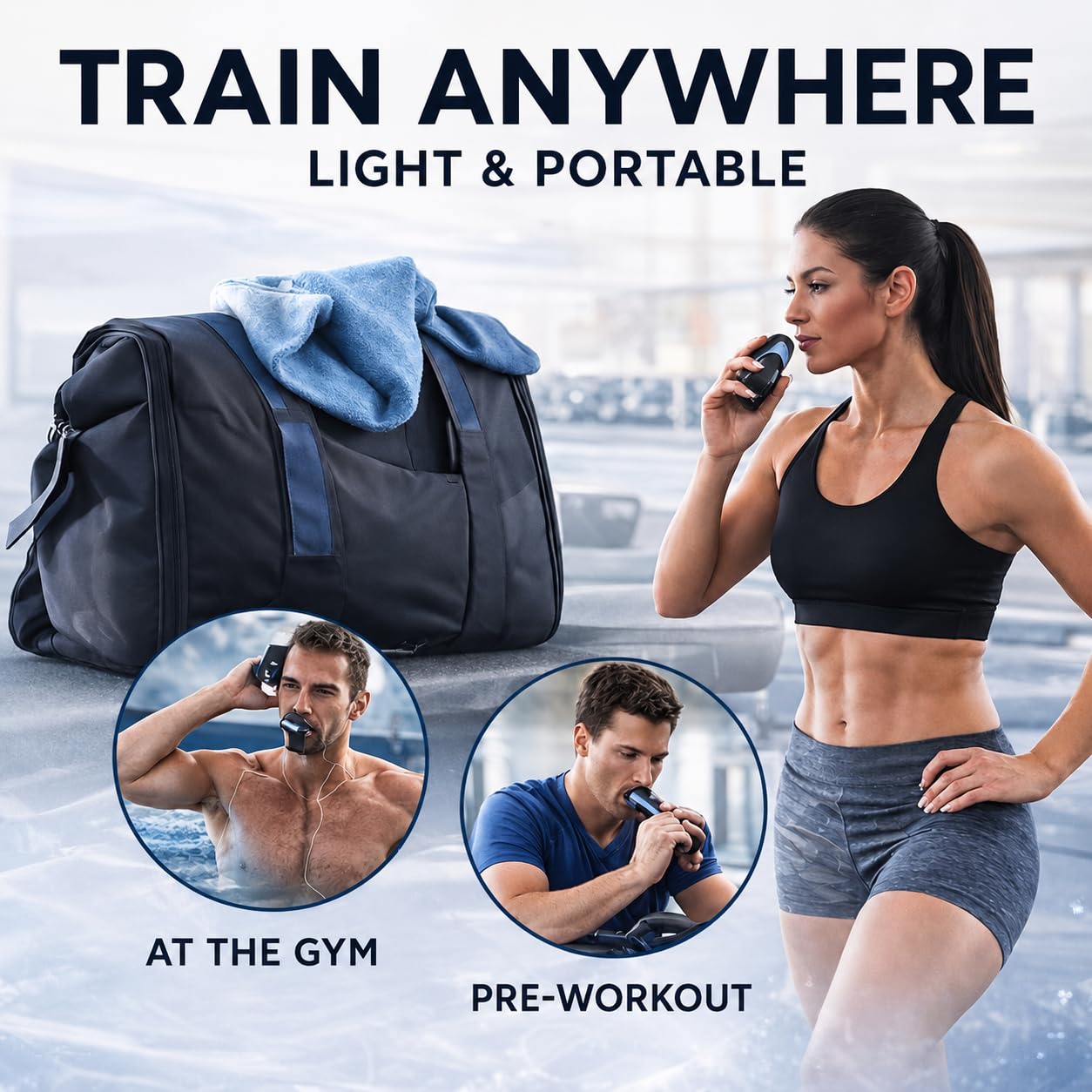 Allenatore Respiratorio Resistenza Regolabile | Respiratore Allenamento Polmoni | Breath Trainer Sport Fitness Yoga Nuoto | Esercizi Respirazione Diaframma Set 2 Pezzi Nero e Blu